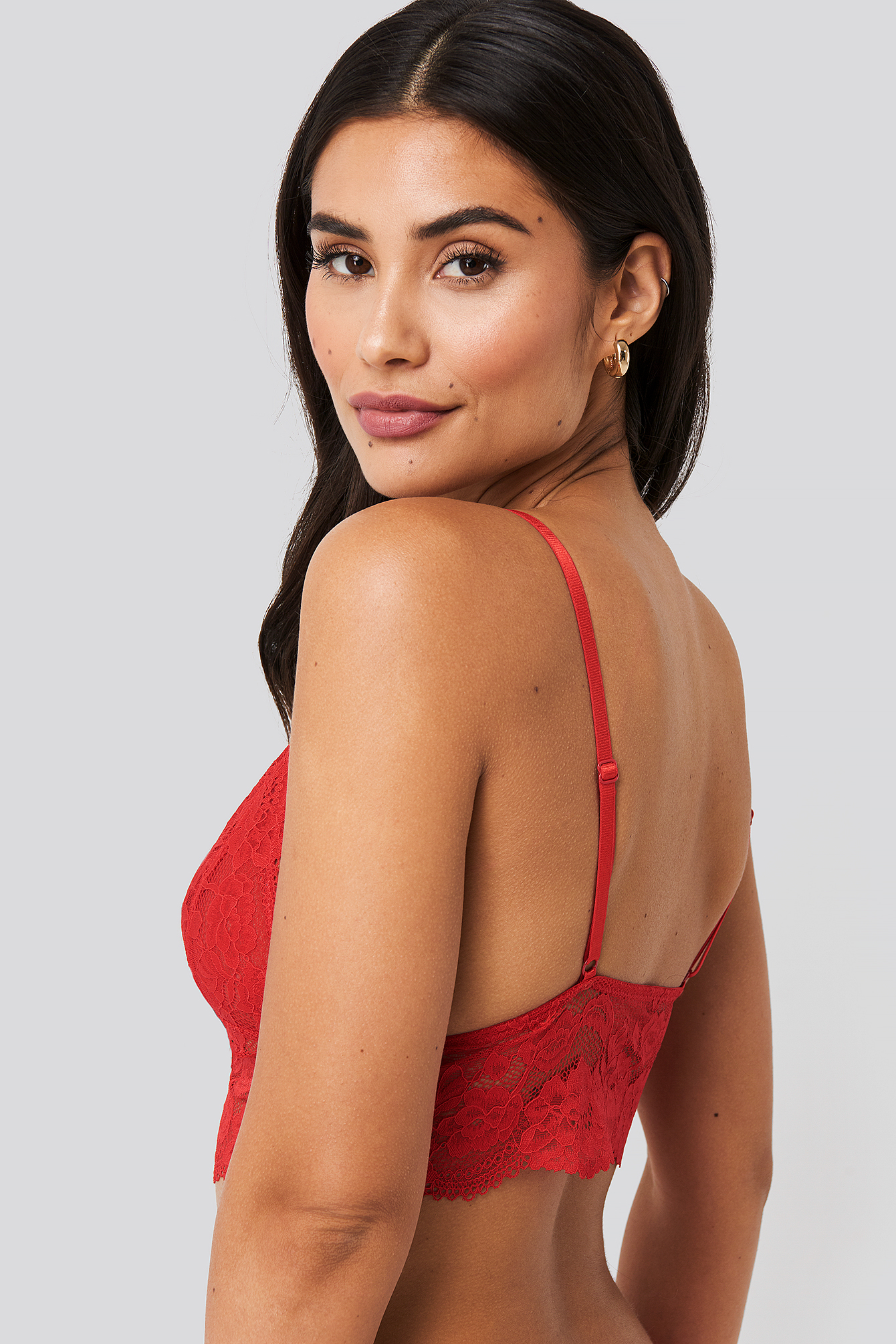 Romantic Wide Lace Bralette Red Na 2492