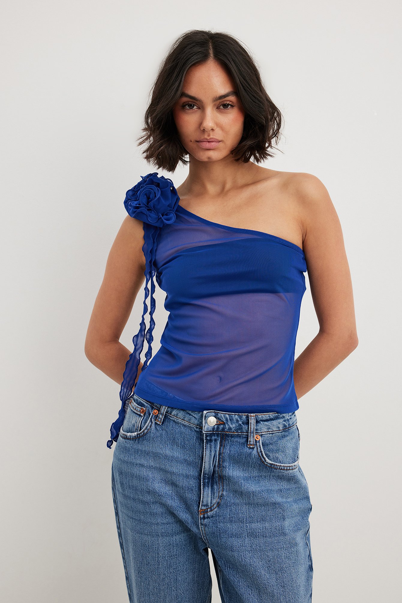 Womens Blue One Shoulder Tops