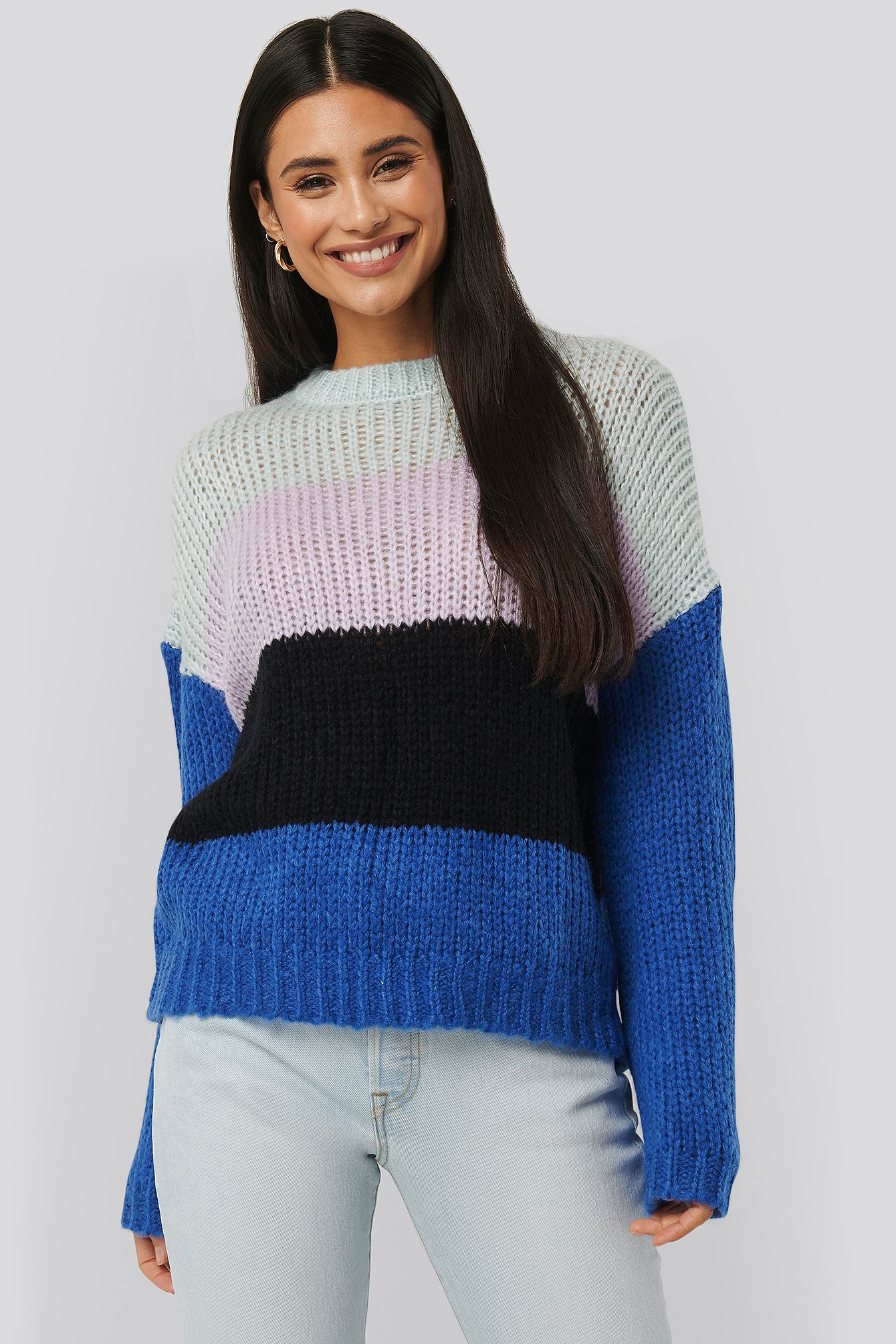 Round Neck Color Blocked Sweater Multicolor Na Kd