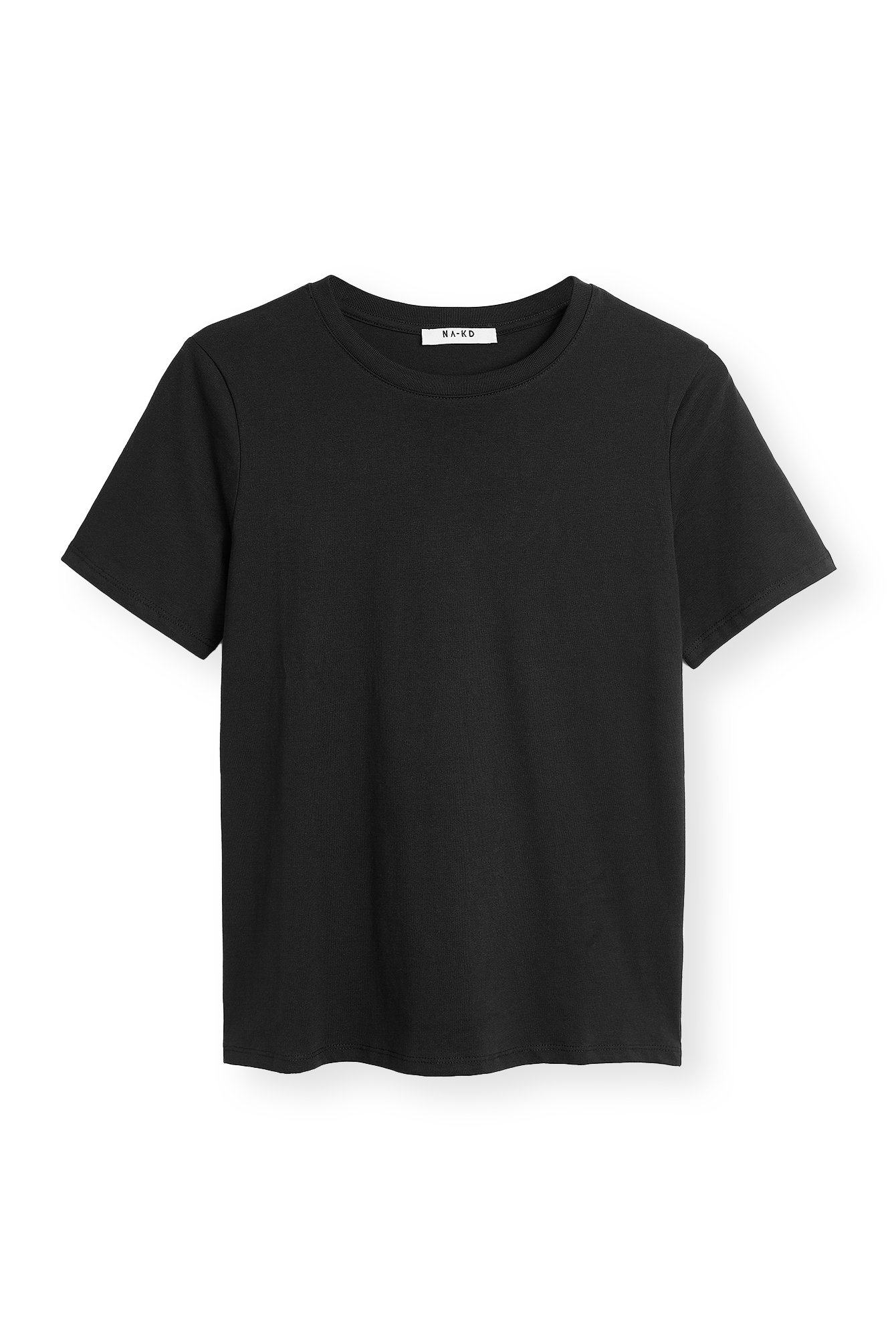 Round Neck Cotton T-Shirt Black | NA-KD