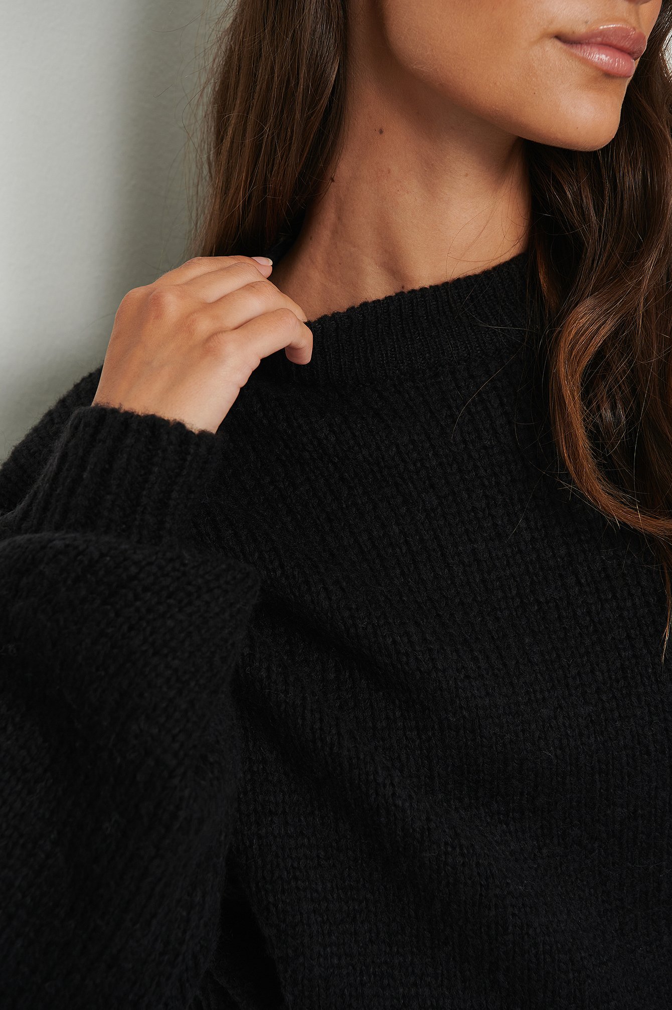 Recycled Round Neck Knitted Sweater Black | na-kd.com