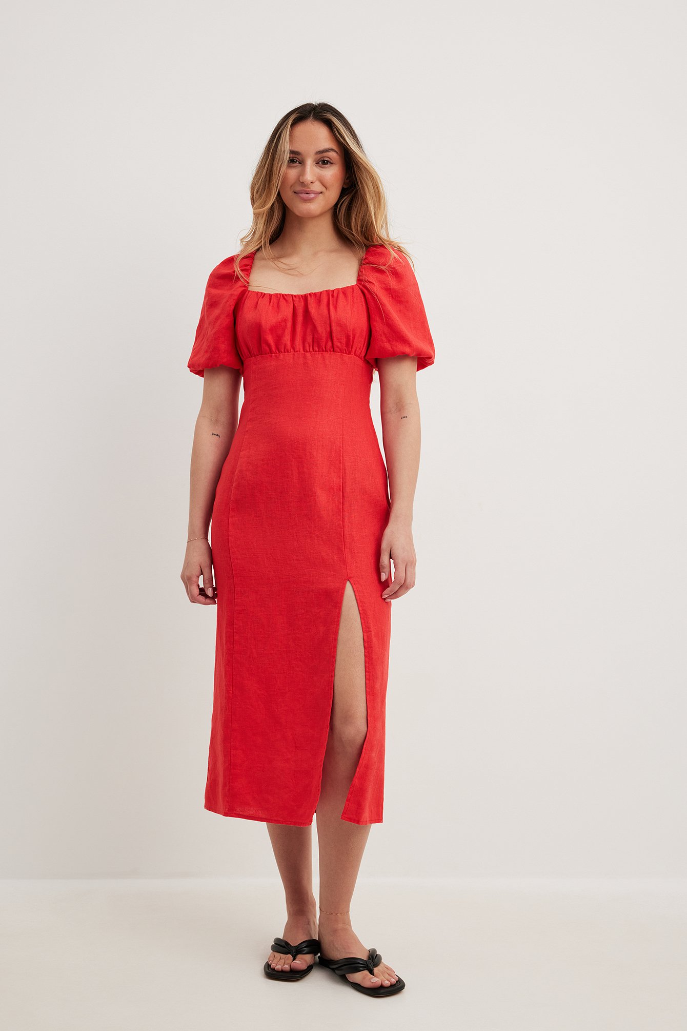 Women's Dress Ruched Zip Back Split Hem Dress ADOORO (Color : Red, Size :  Small) : : Clothing, Shoes & Accessories