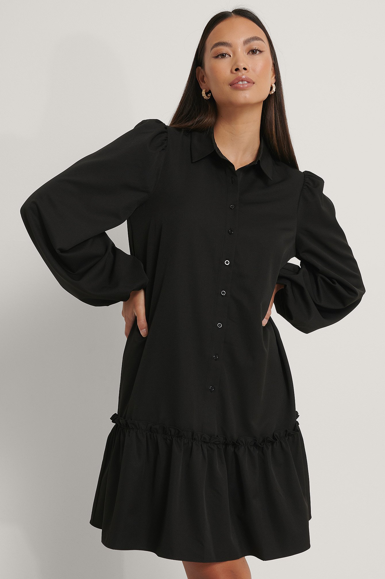 Ruffle Hem Shirt Dress – Styched Fashion