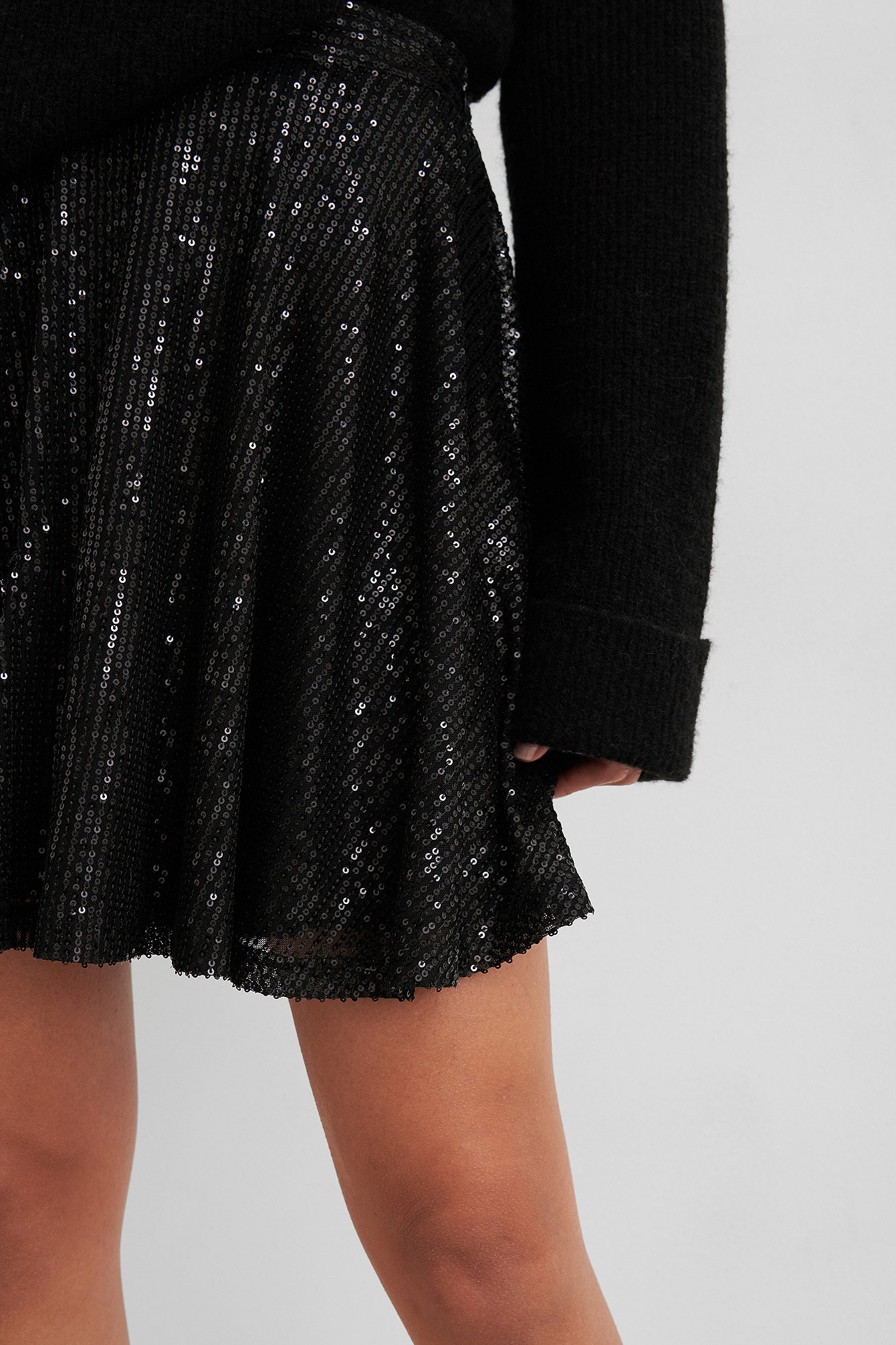 Sequin Skater Skirt Black | na-kd.com