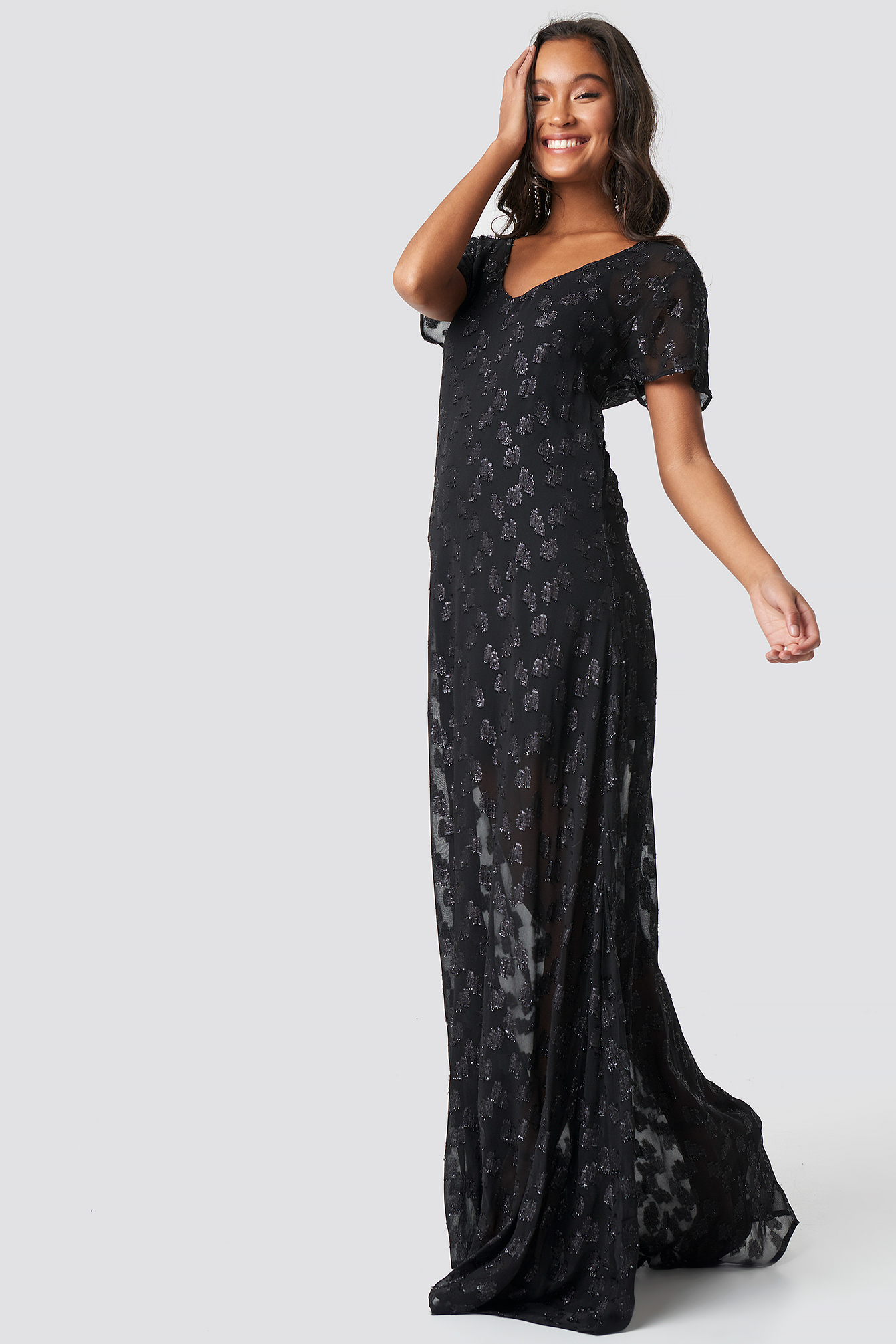 Sheer glitter clearance maxi dress