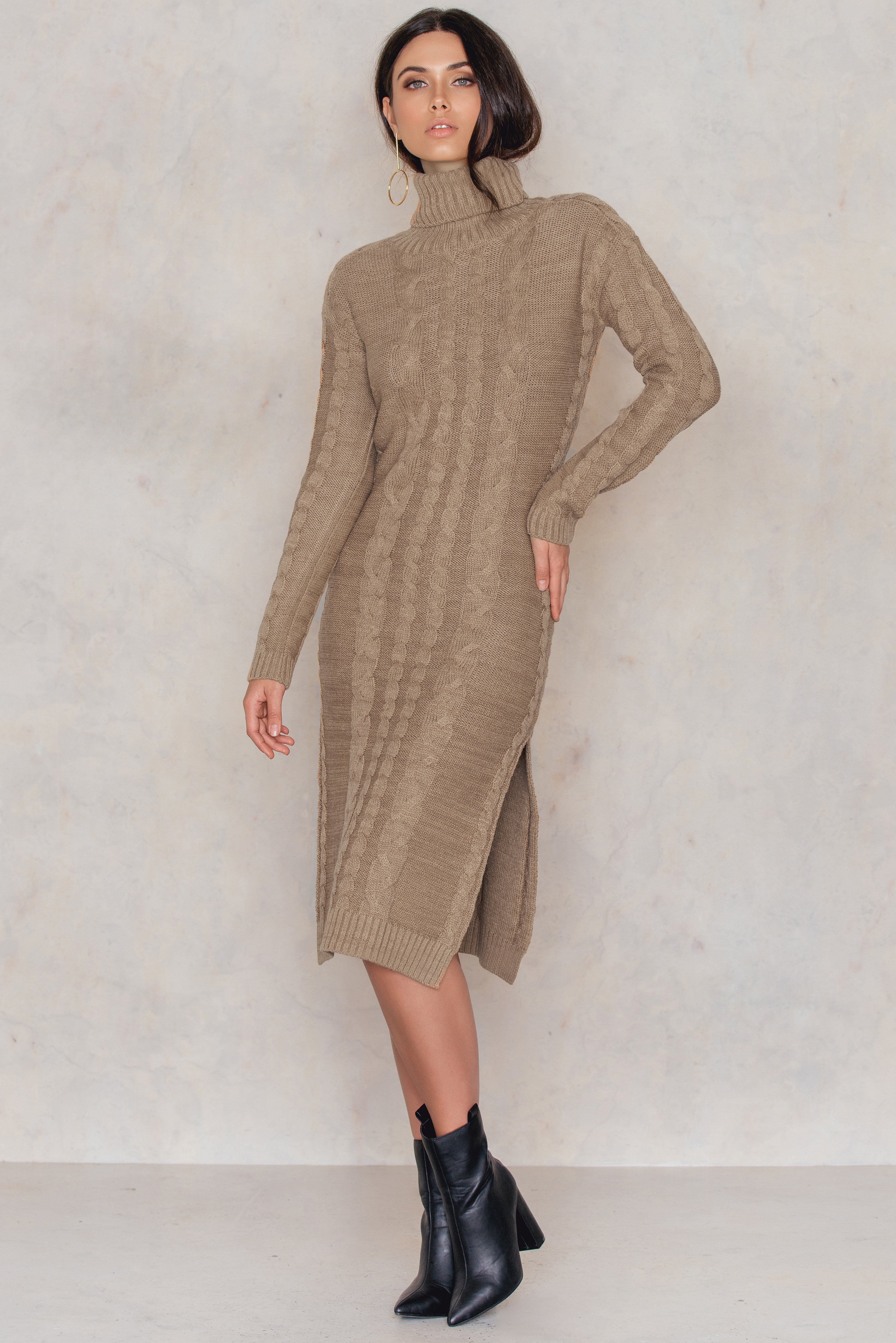 knitted dress beige