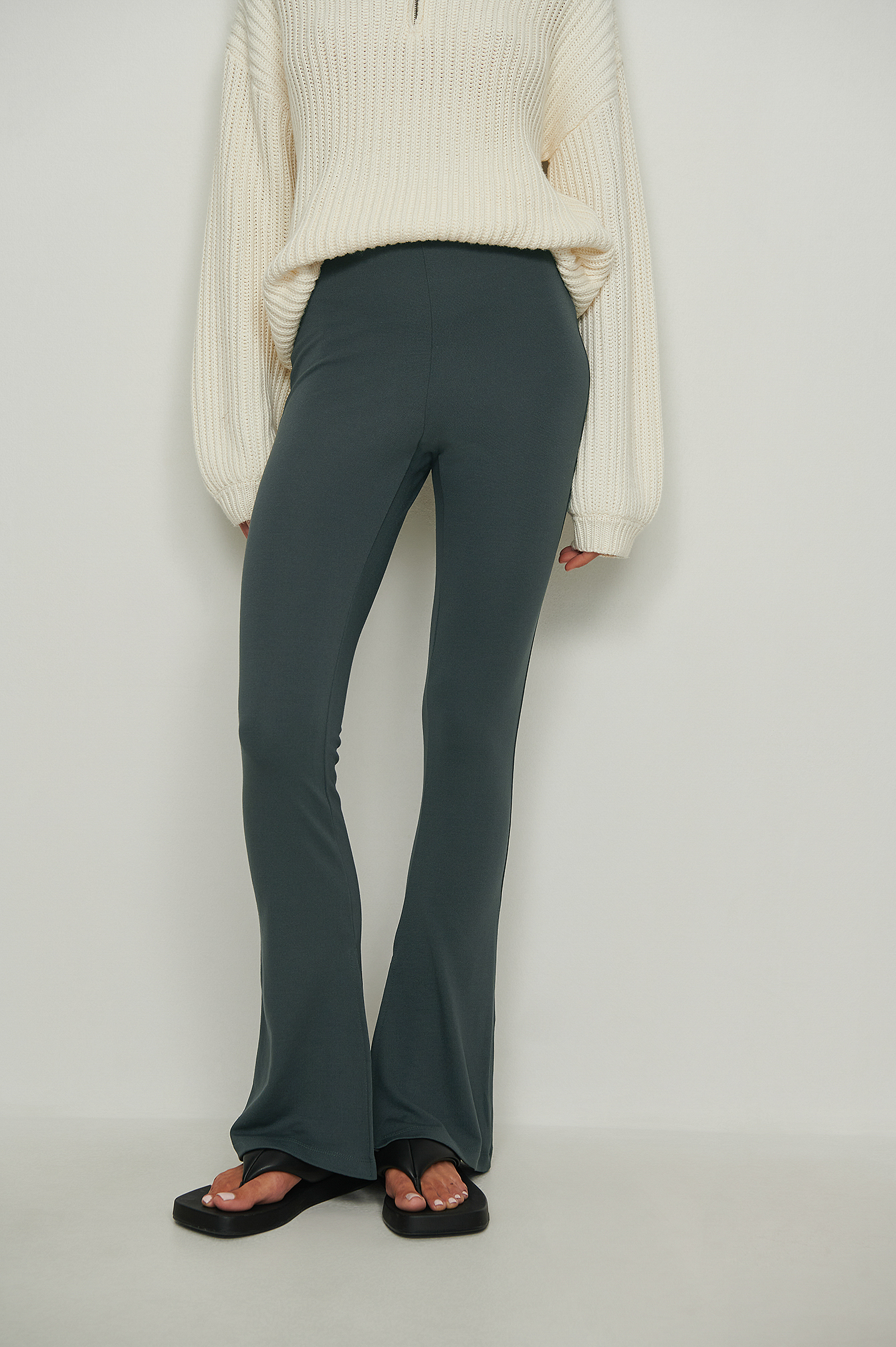 Side Slit Detail Jersey Pants Grey | na-kd.com