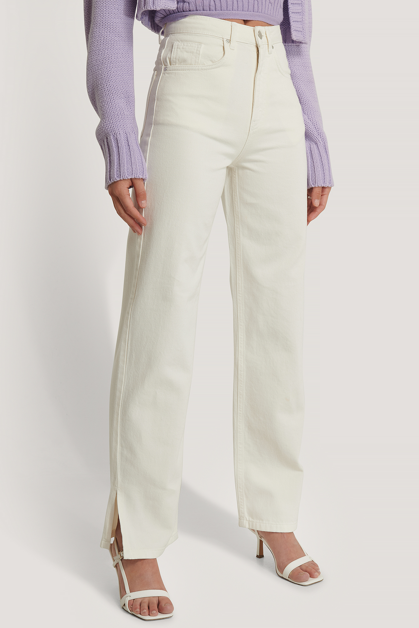 Side Slit Jeans Offwhite | na-kd.com