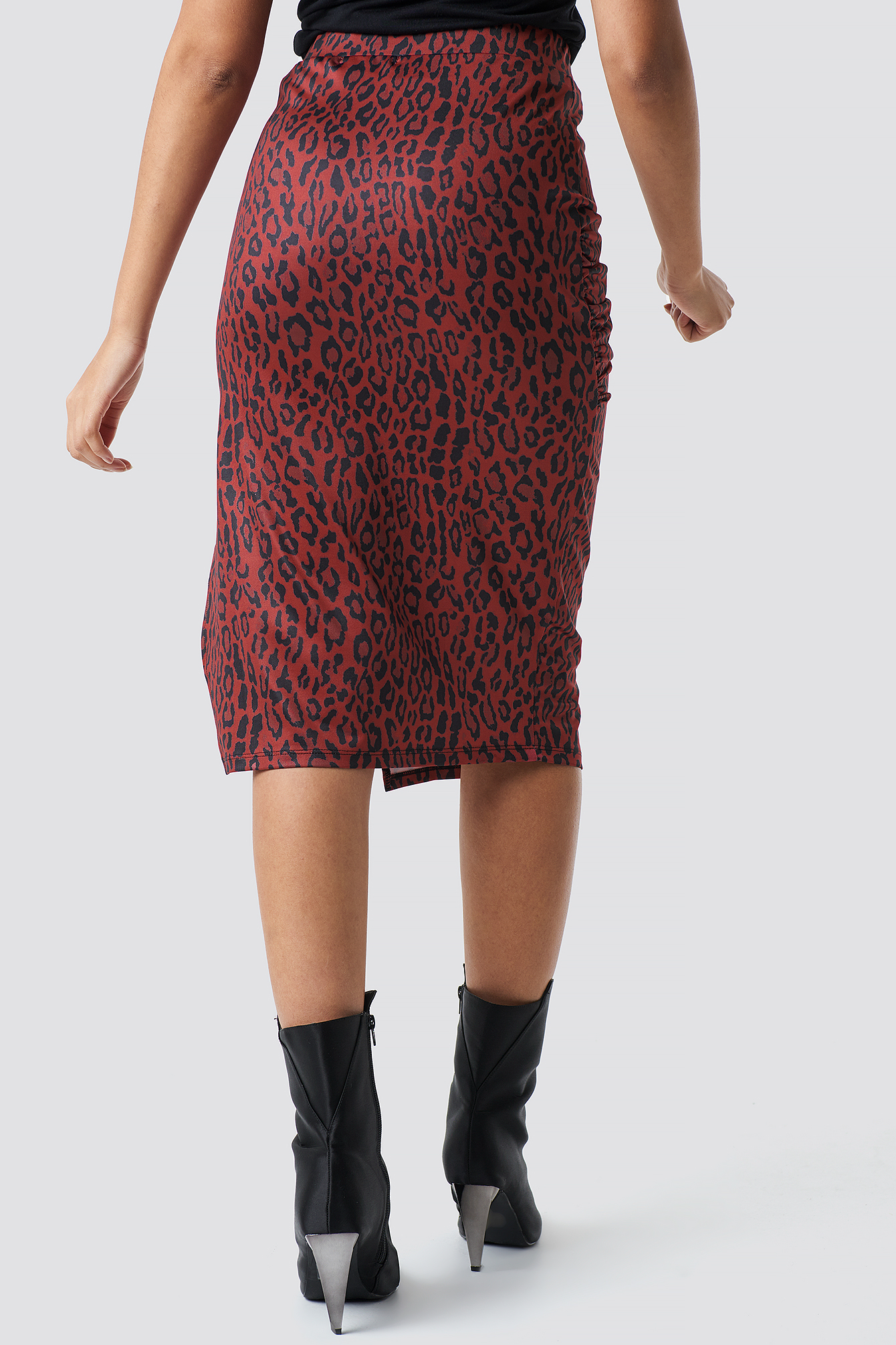 leopard print split skirt