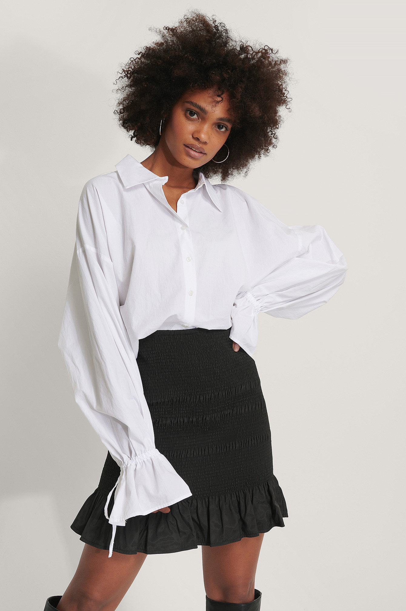 Smocked Mini Skirt Black | NA-KD