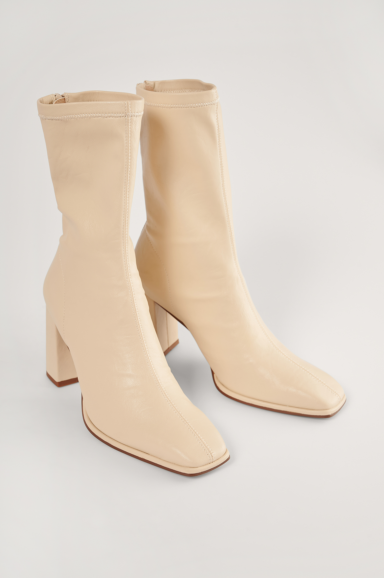 Squared Toe Soft Boots Beige | na-kd.com
