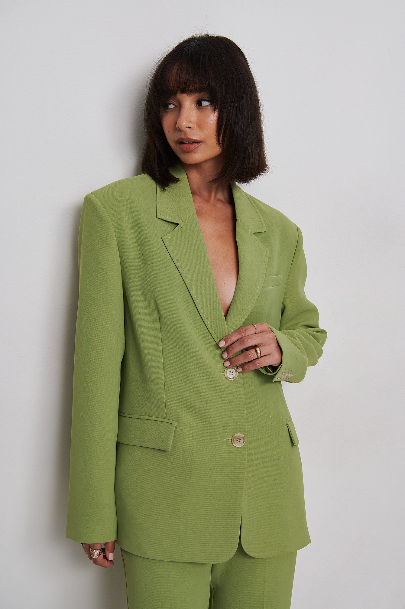 Recycled Straight Fit Blazer Green | na-kd.com