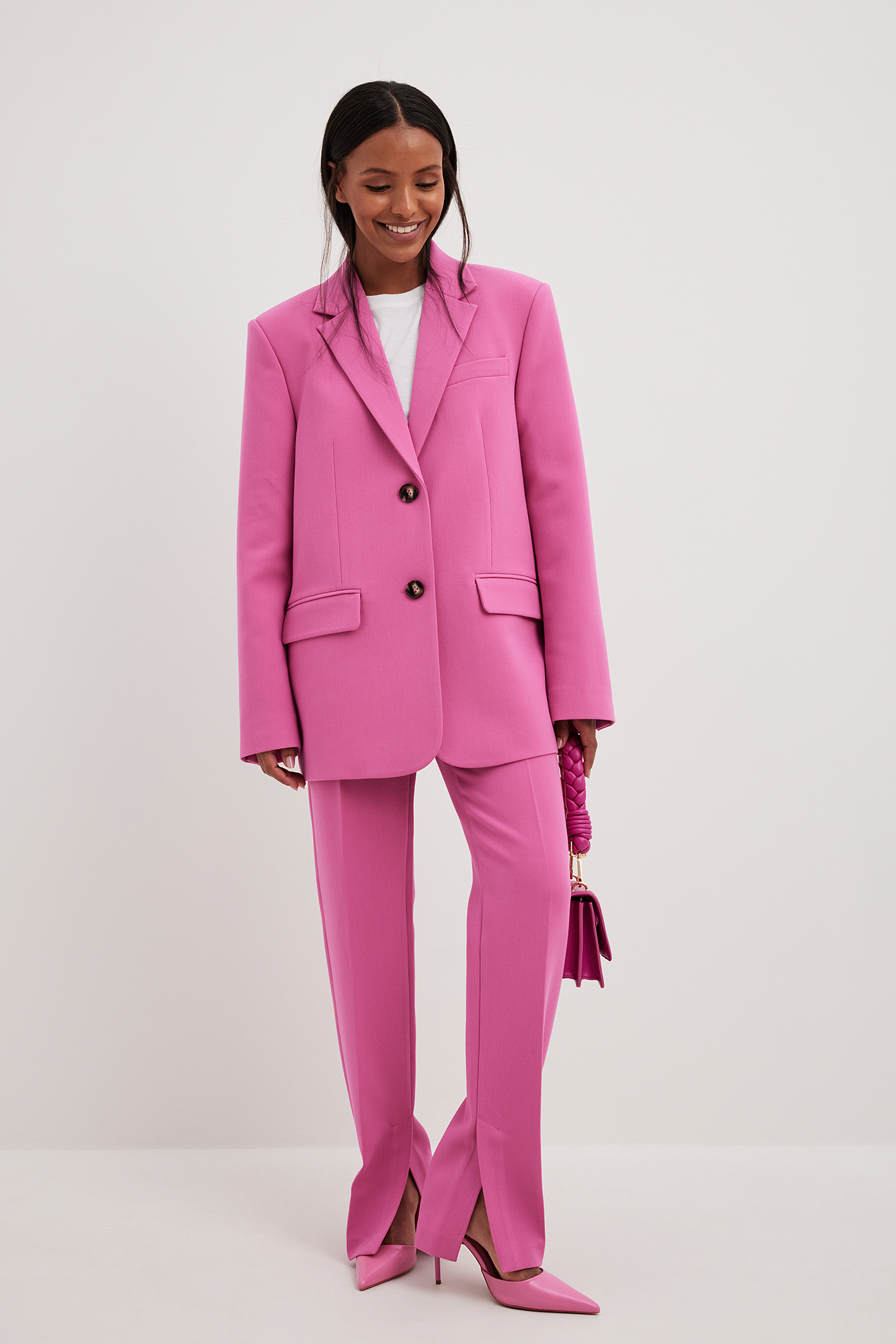 Hot Pink 3-piece Pantsuit for Women, Pink Blazer Trouser Suit for Women  With Bralette Top, Relaxed Fit Blazer and High Waist Pants -  Finland