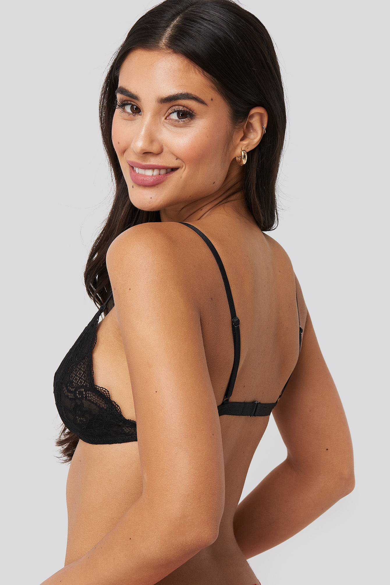 Strap Lace Detail Bra Black Na 4026