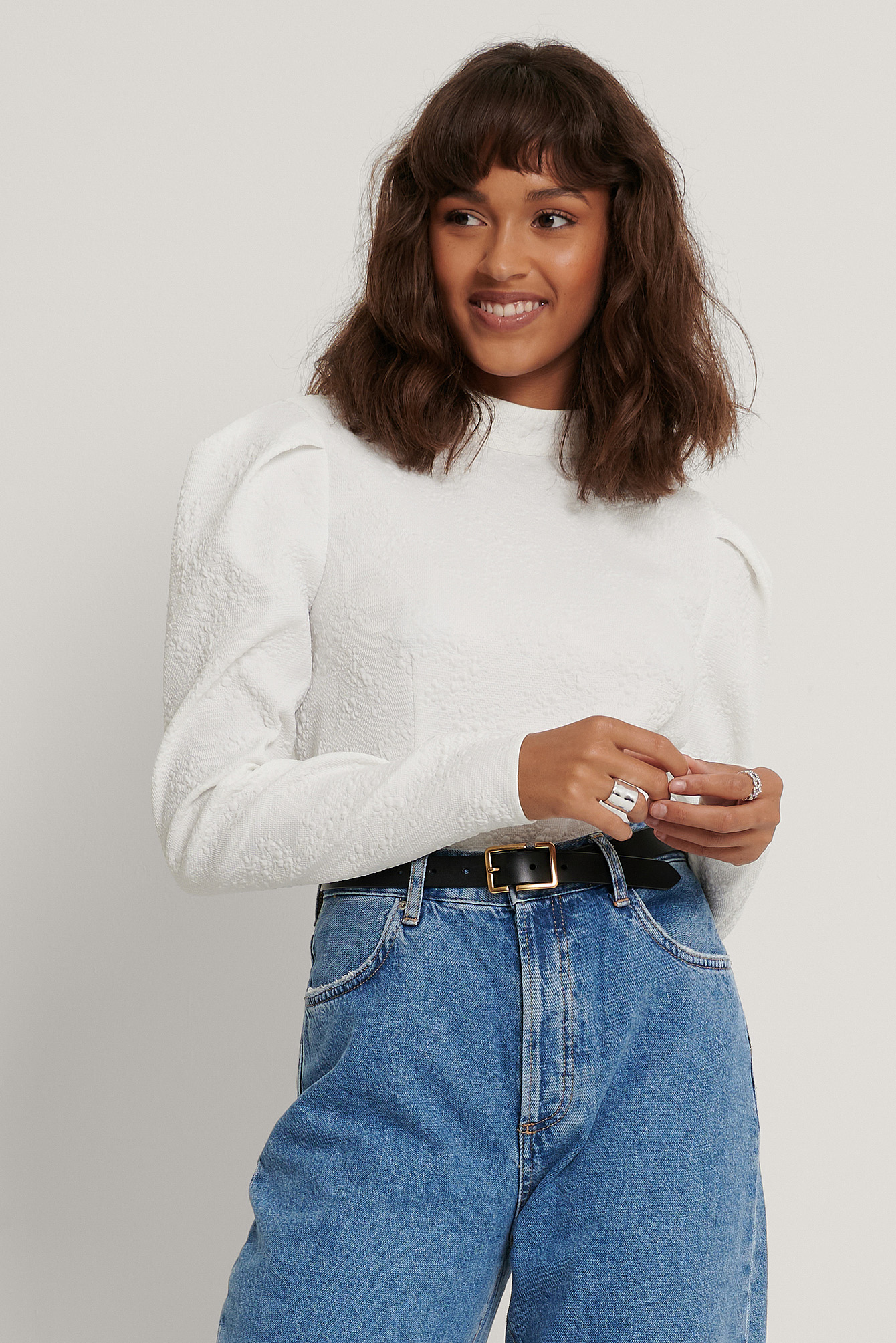 nakd structured frill blouse