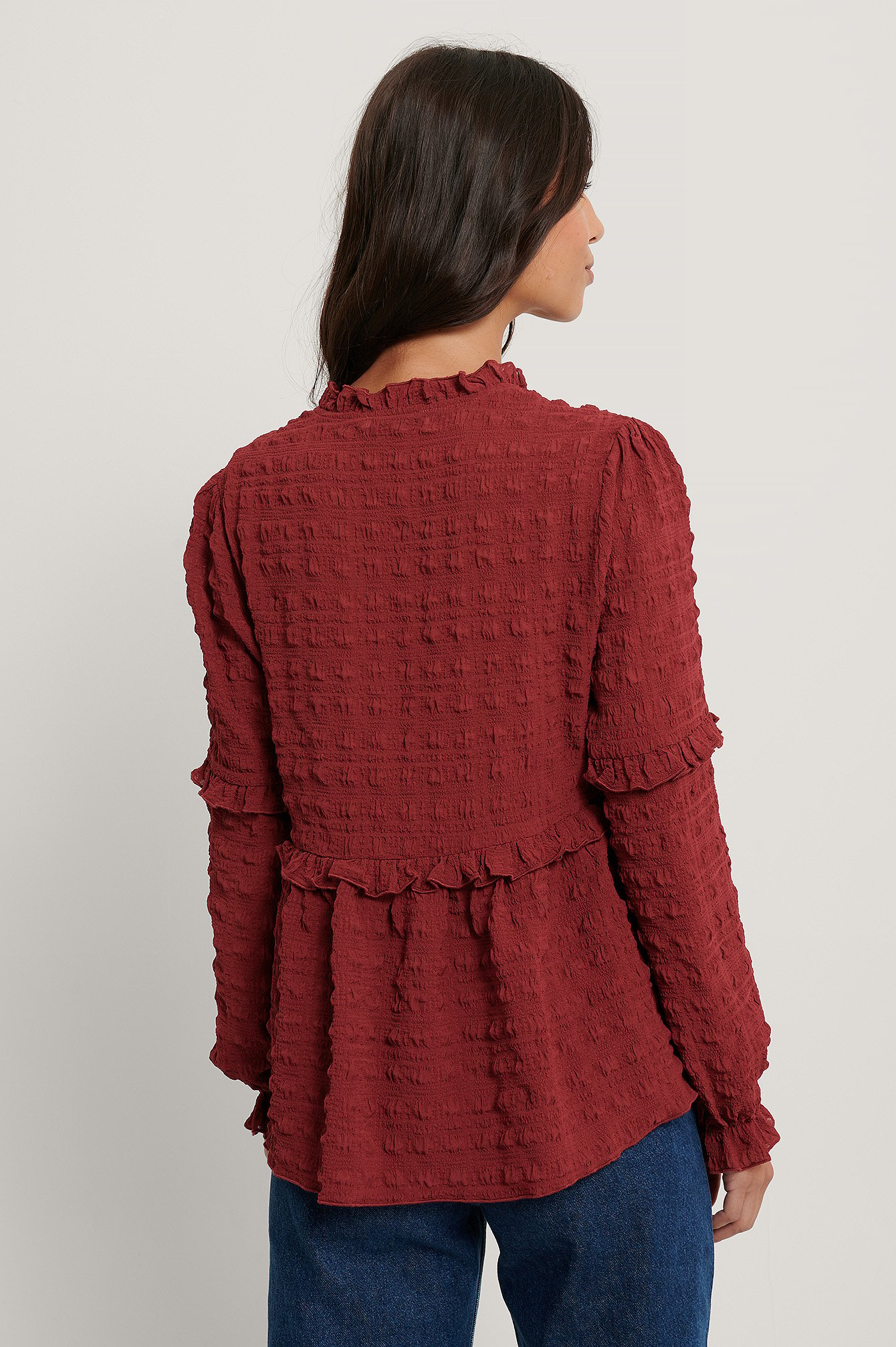 nakd structured frill blouse