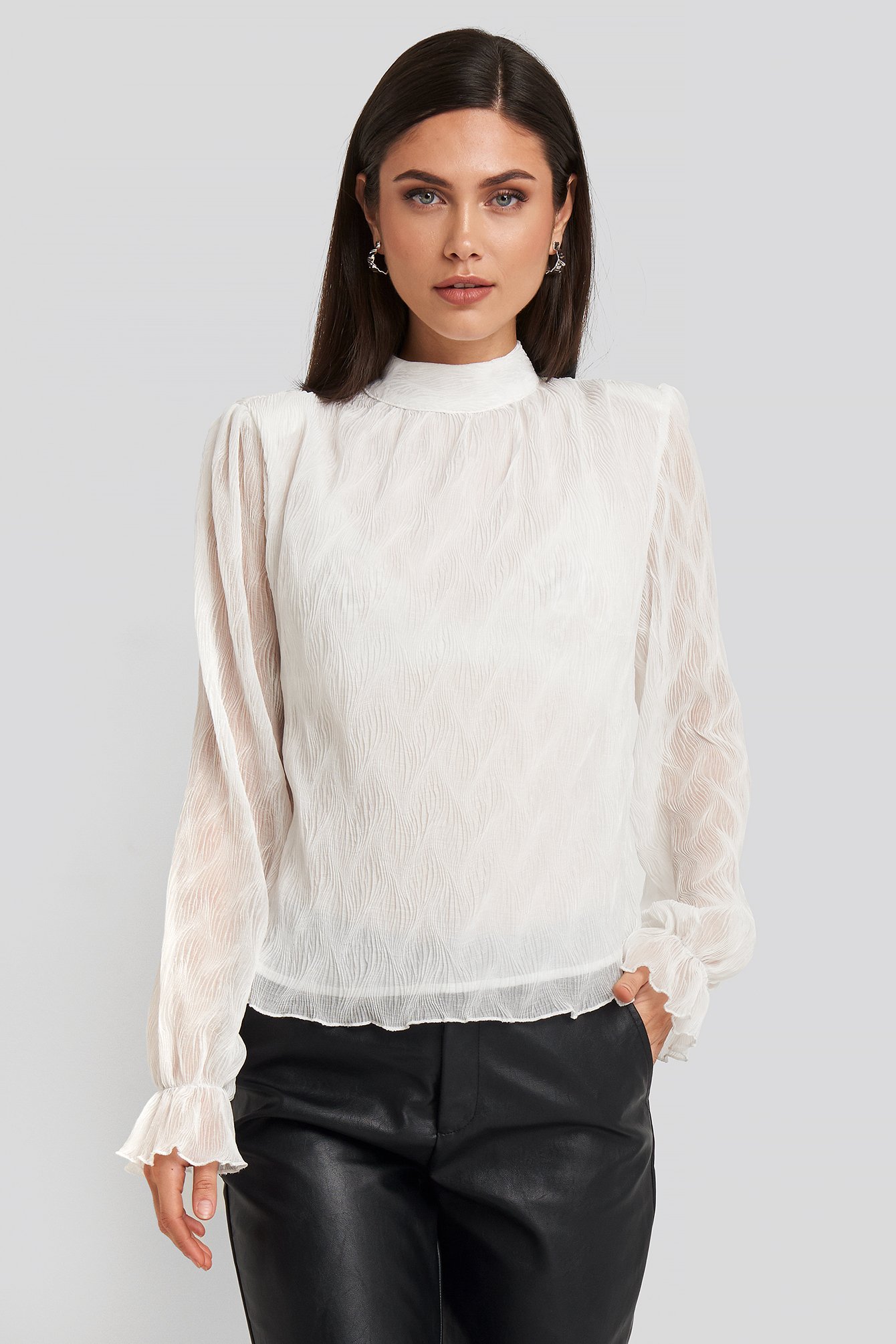 nakd structured frill blouse