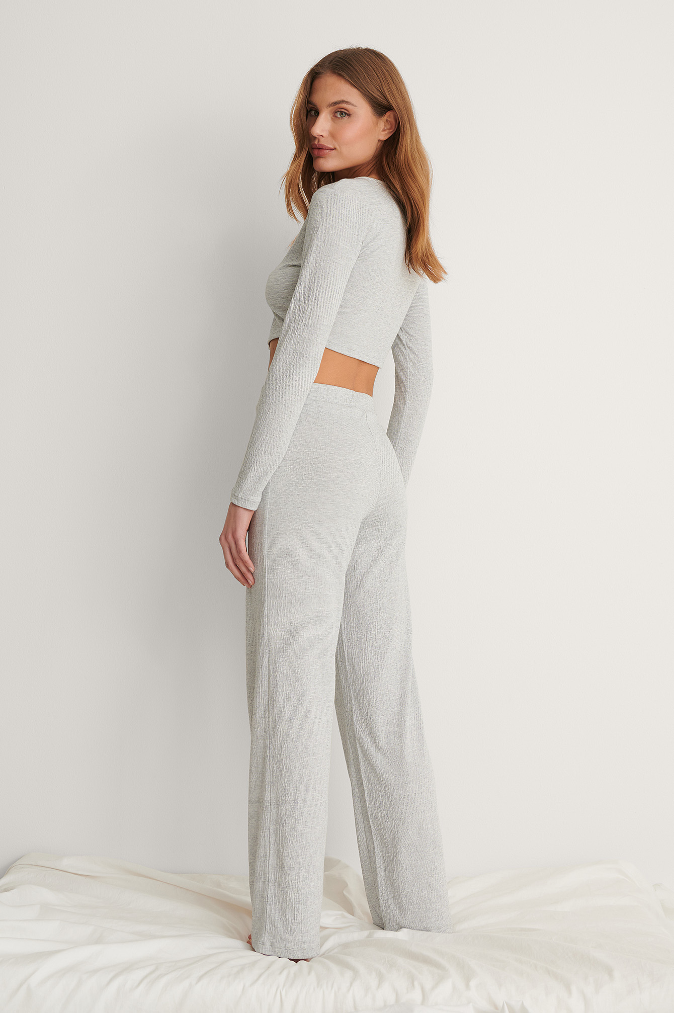 Structured Wide Loungewear Pants Grey