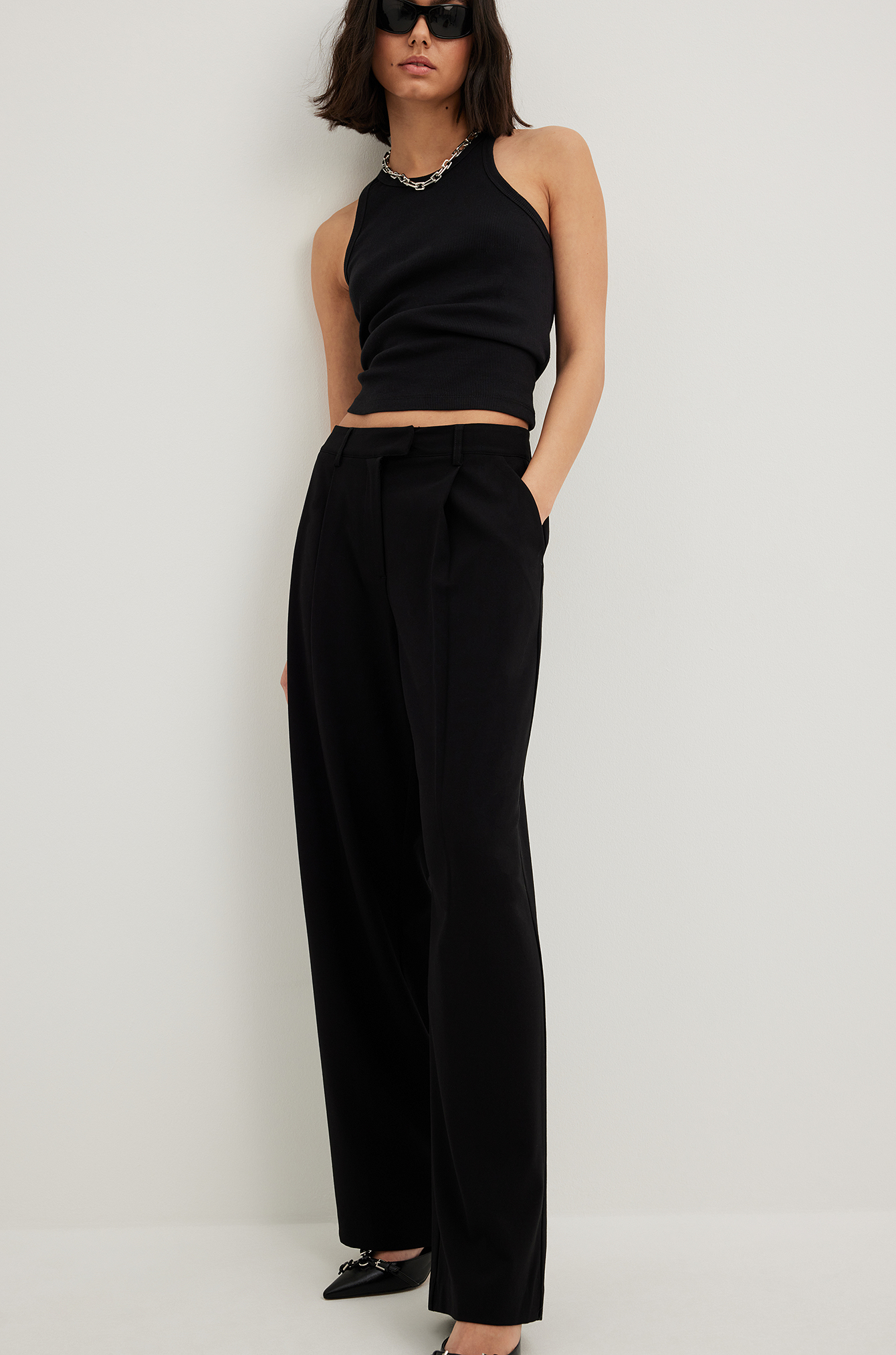 Flared Tailored Suit Pants Black