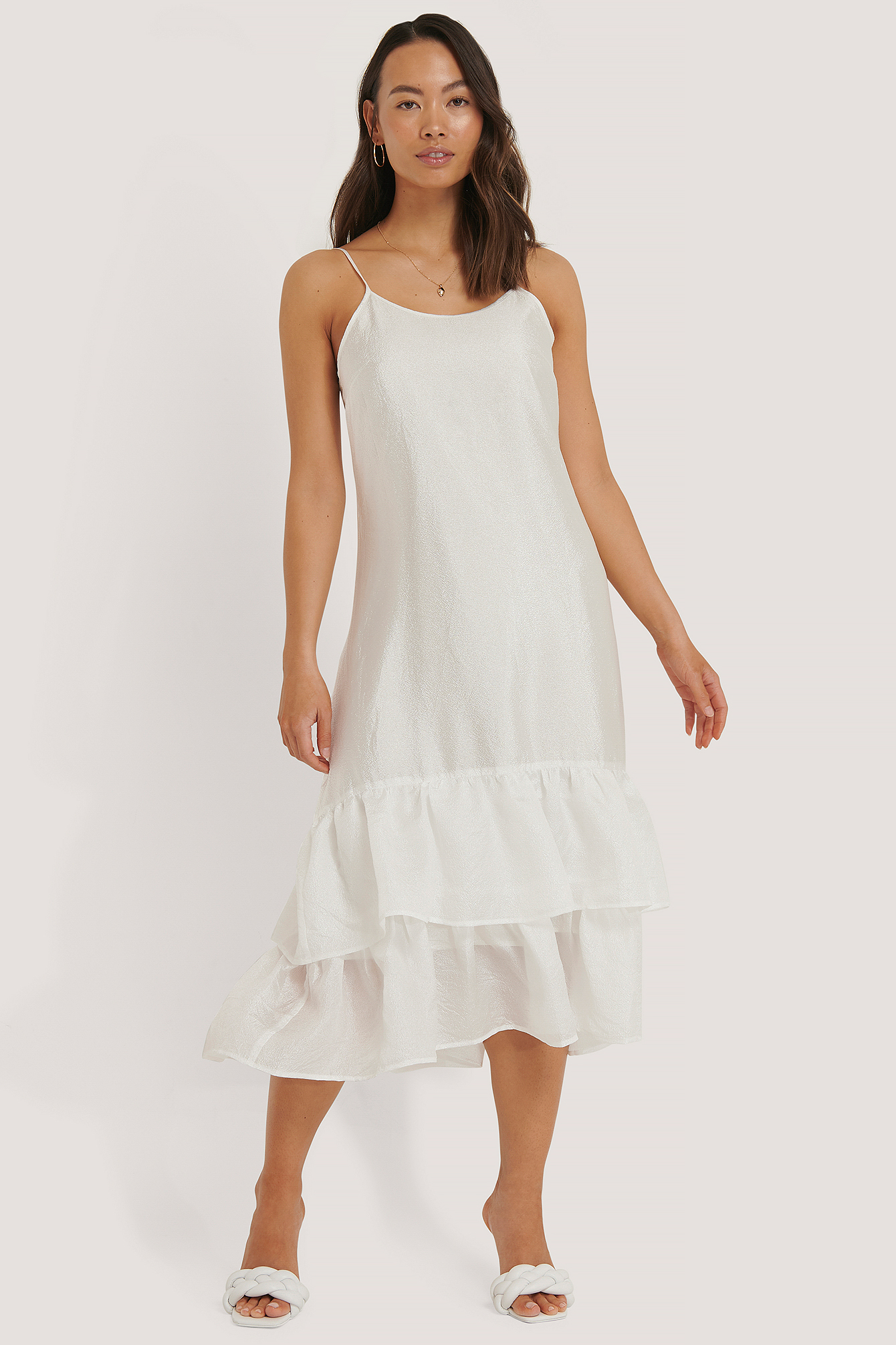 Thin Strap Flowy Dress Offwhite | na-kd.com