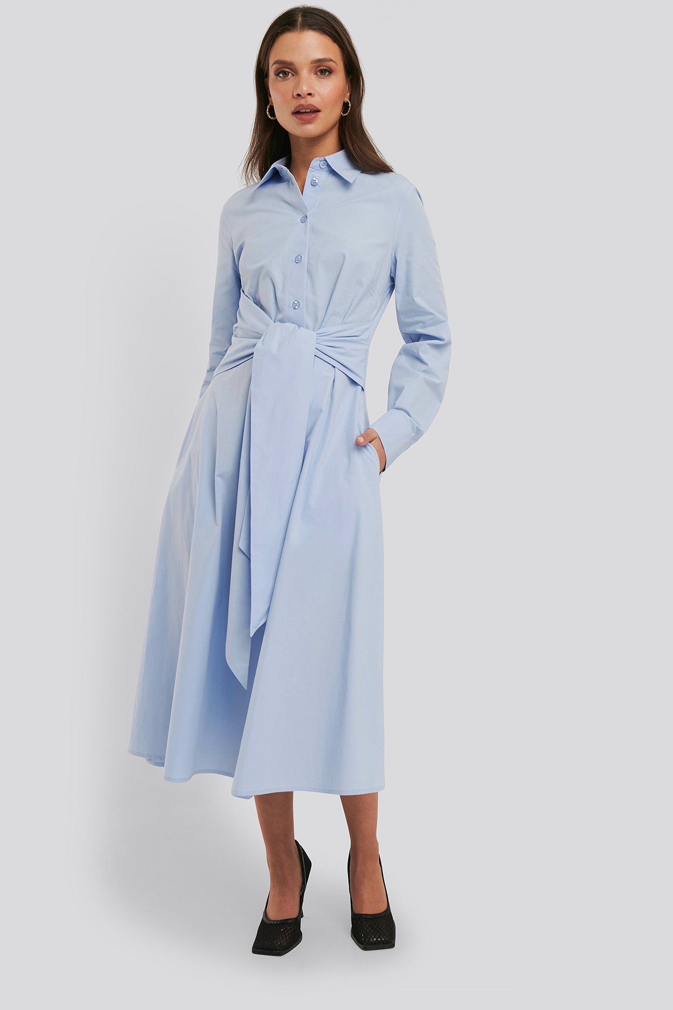 blue shirt dress