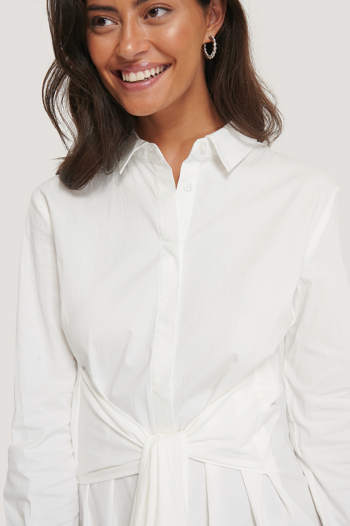 white shirt dress tie front