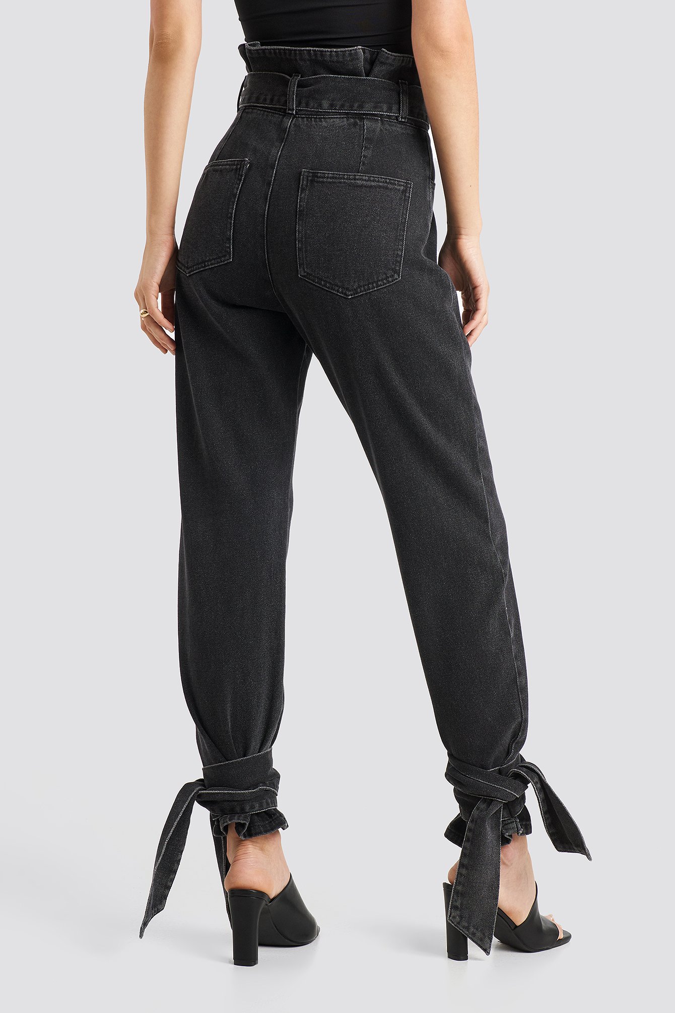 black paperbag waist jeans