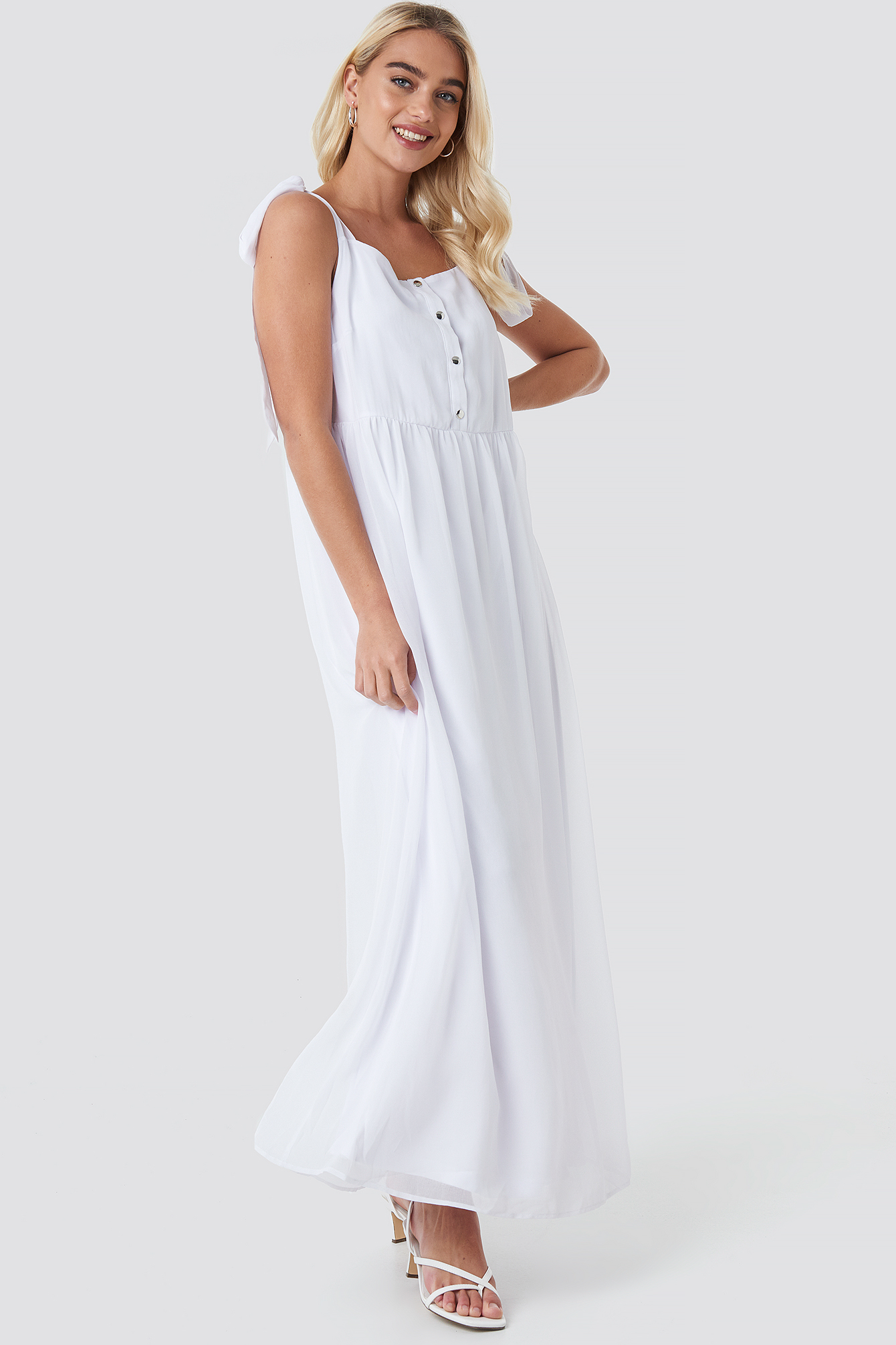 Tie Shoulder Maxi Dress White | na-kd.com