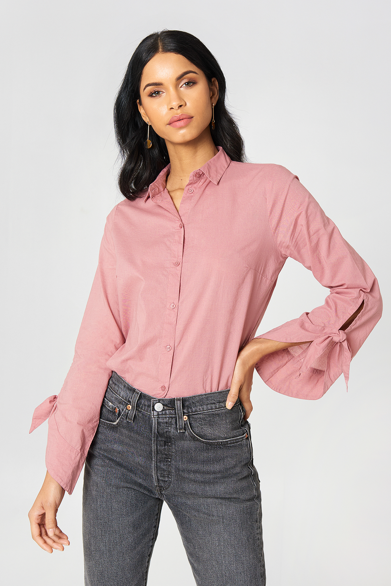 Tied Sleeve Shirt Pink | NA-KD