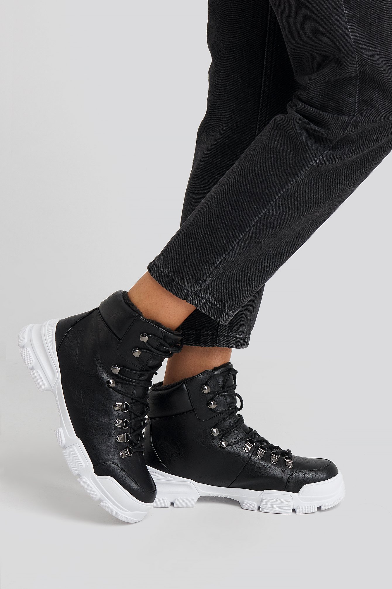 chunky black trainer boots