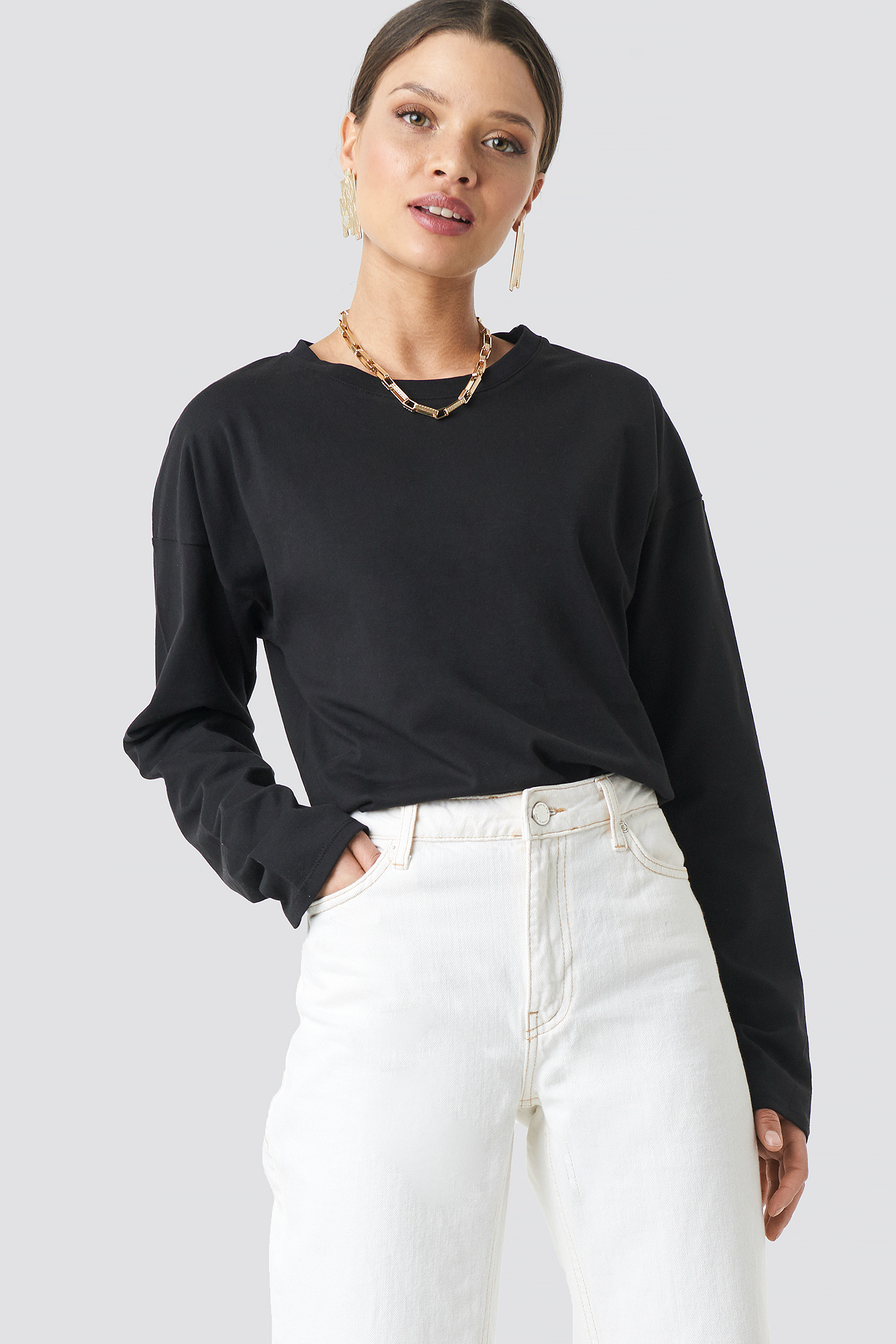 Unisex Long Sleeve Top Black | NA-KD