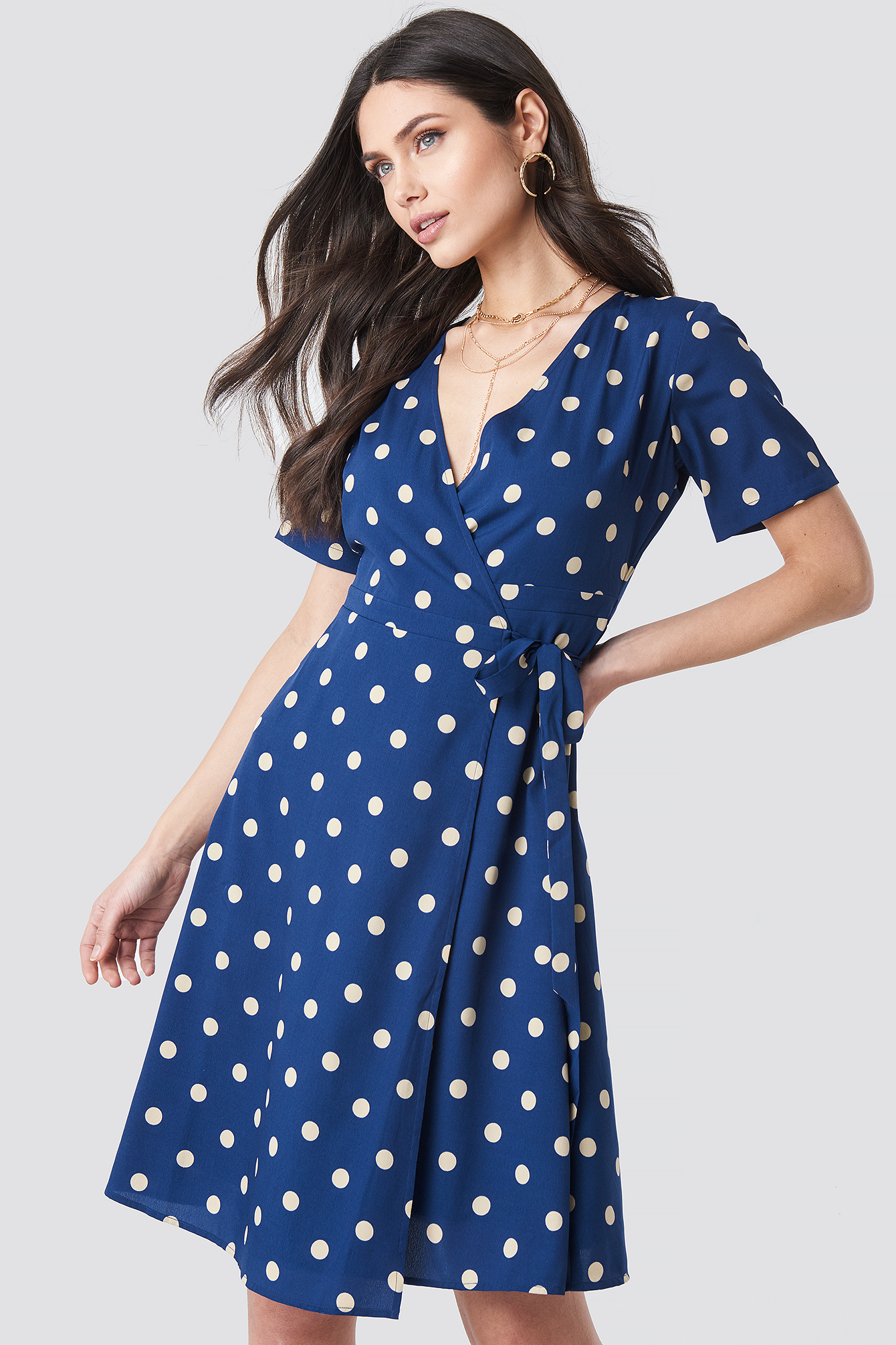 dotted midi dress