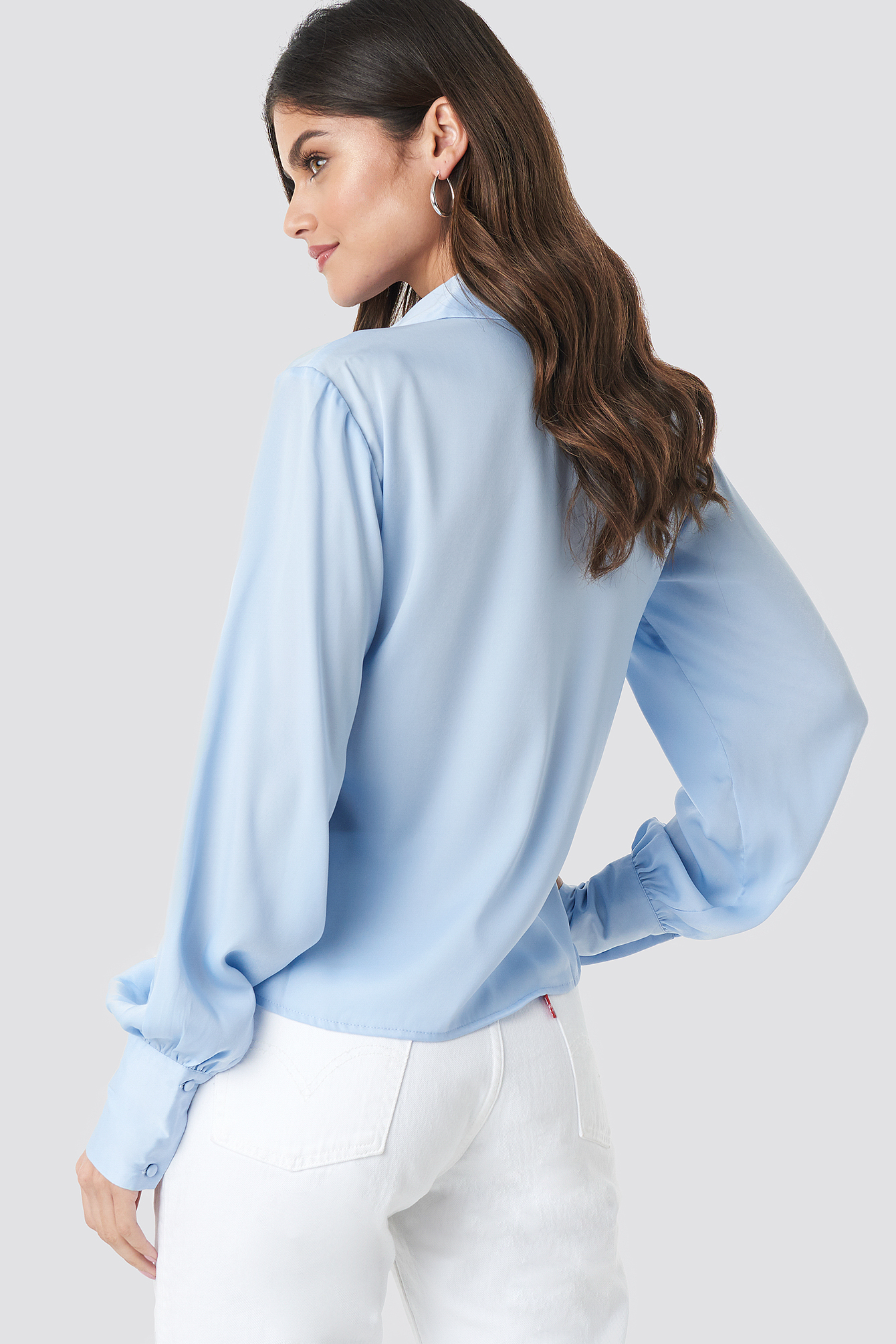 Volume Sleeve Blouse Light Blue Na