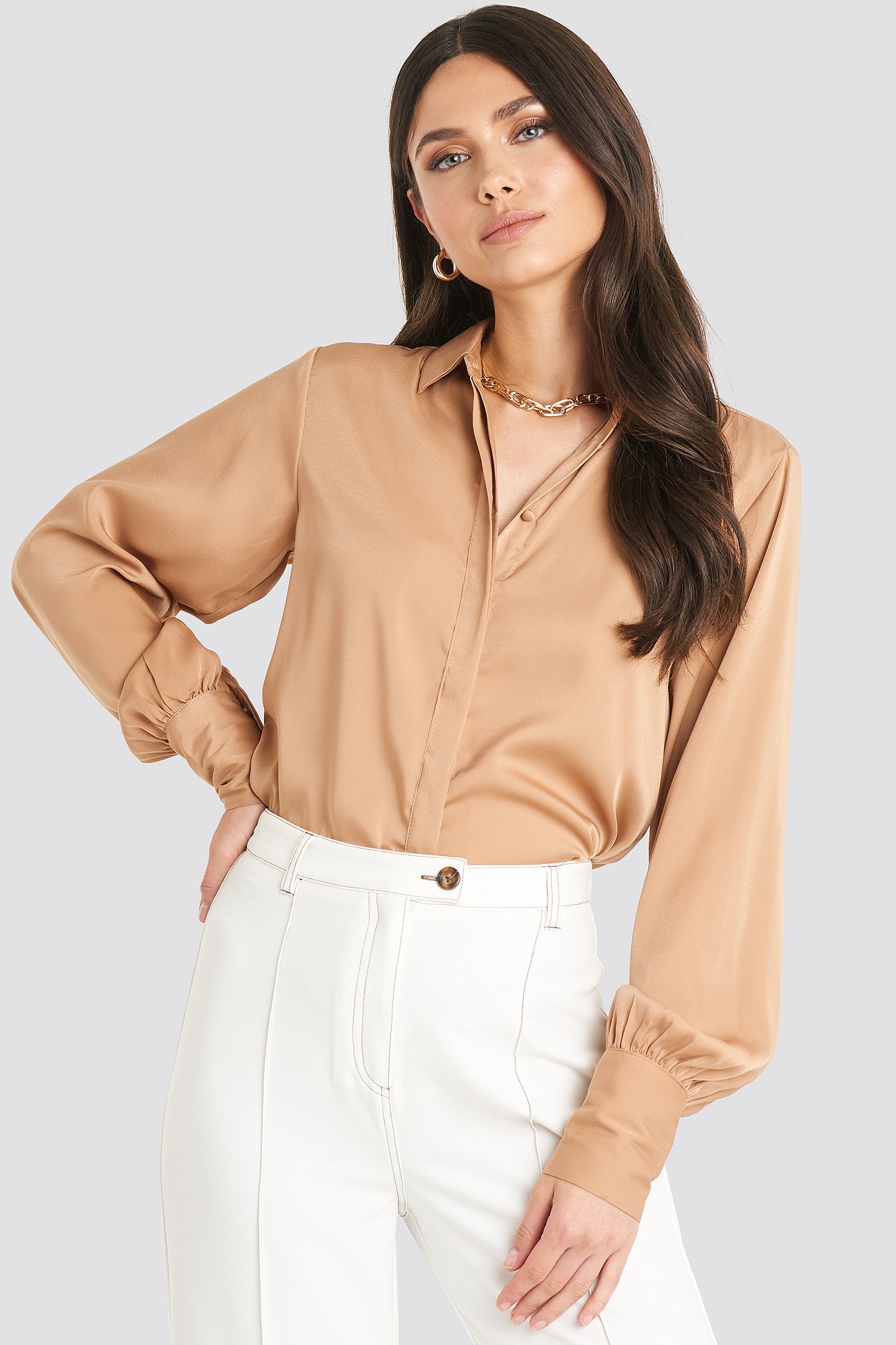 Volume Sleeve Blouse Beige Na Kd