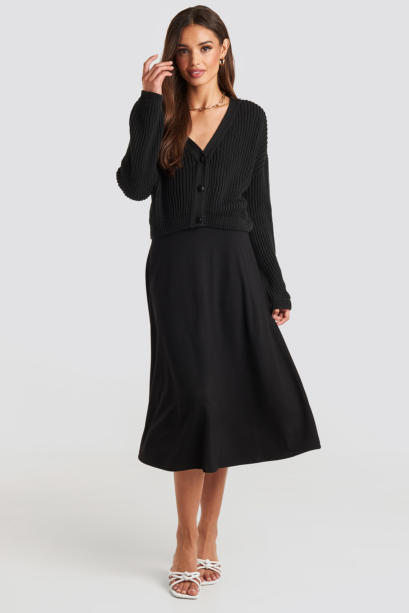 Volume Sleeve Cardigan Black Na