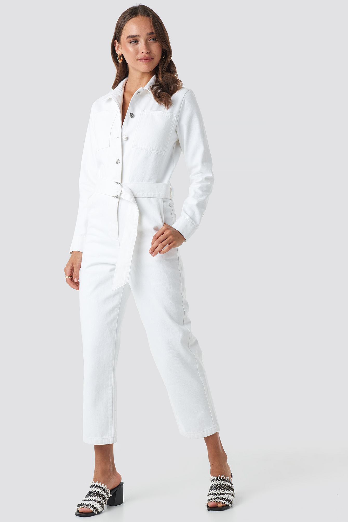 white denim boiler suit