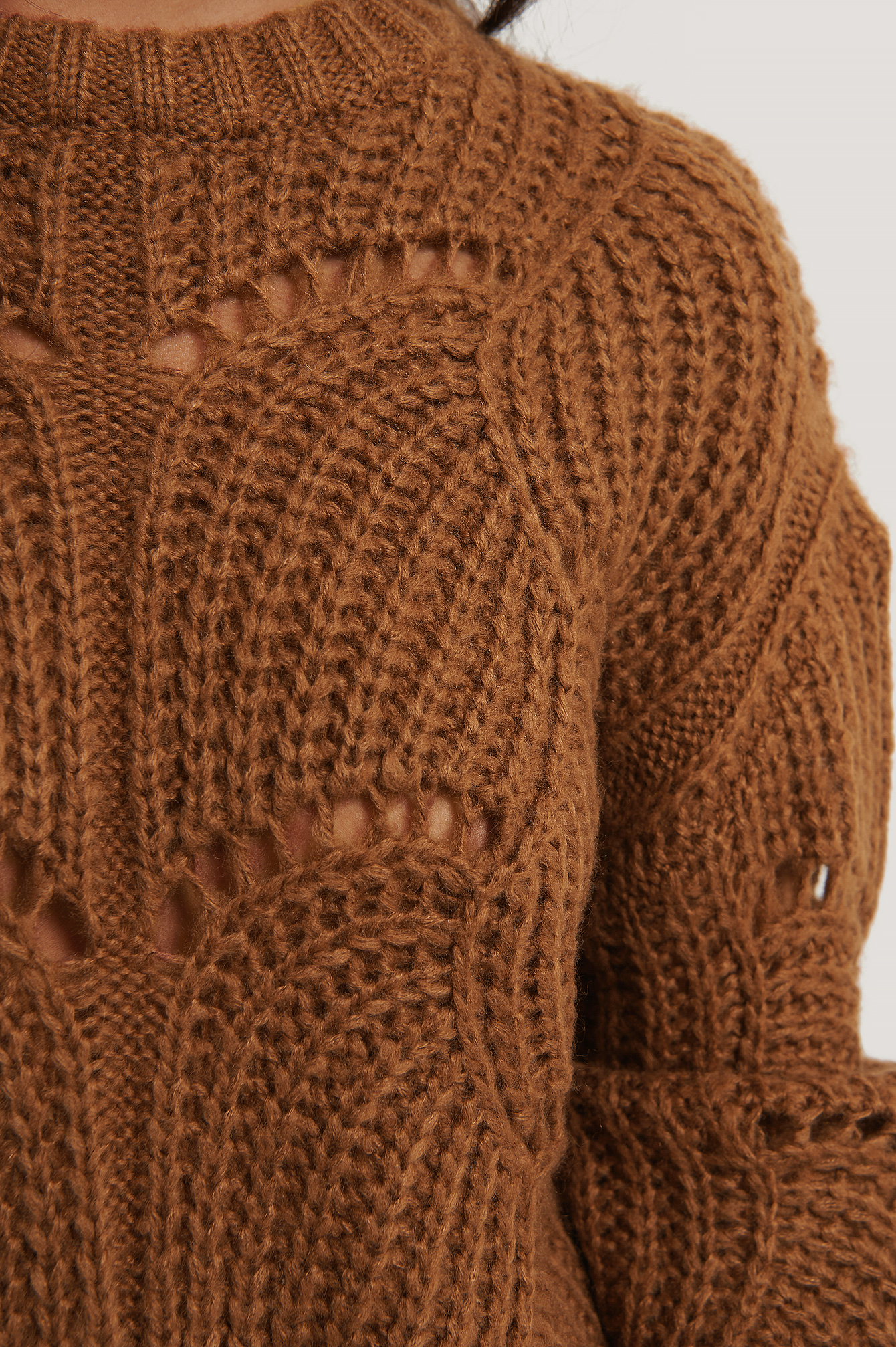 Wavy Pattern Knit Sweater Brown | na-kd.com