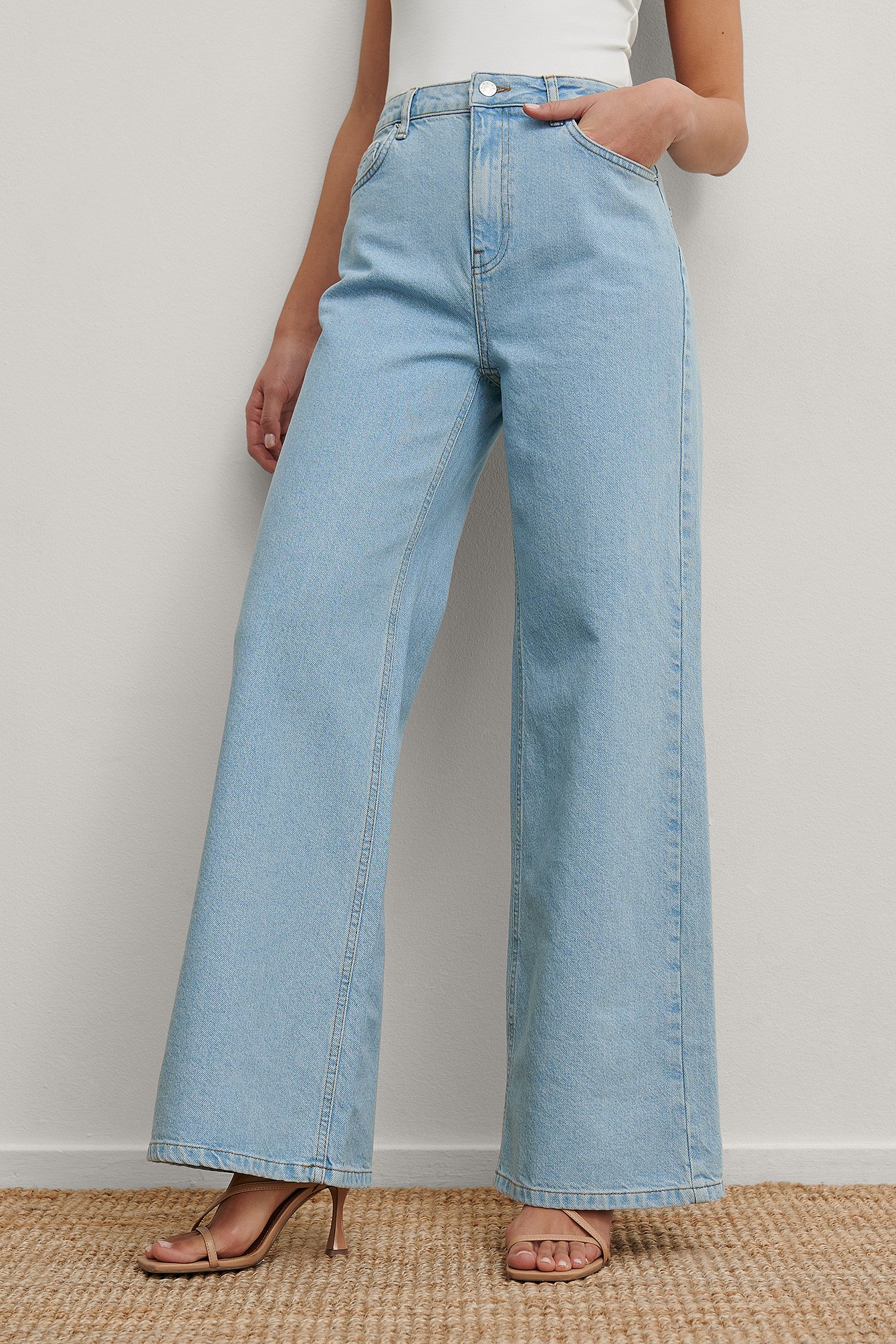 elastic waist wide leg jeans