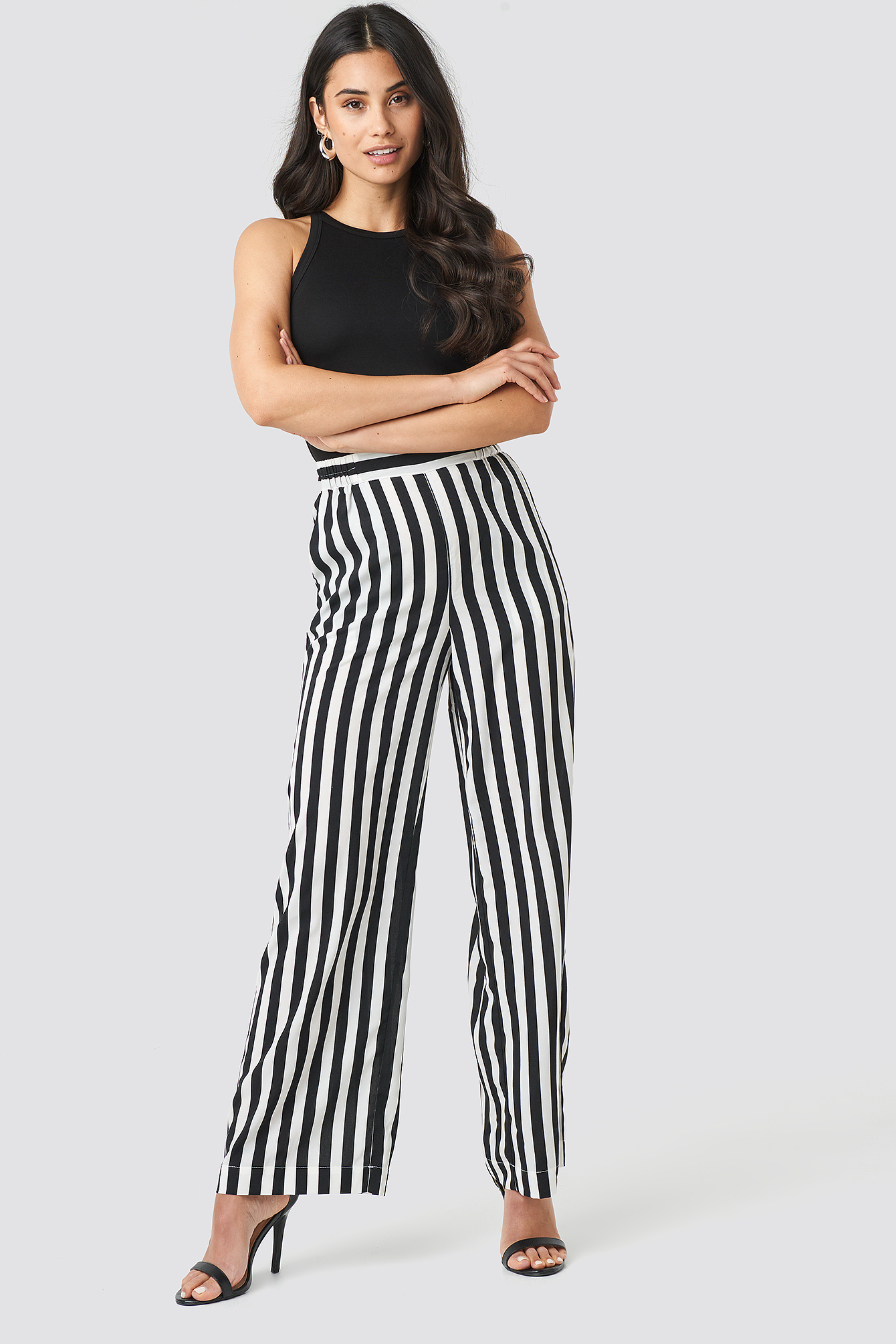 black and white striped pants for ladies