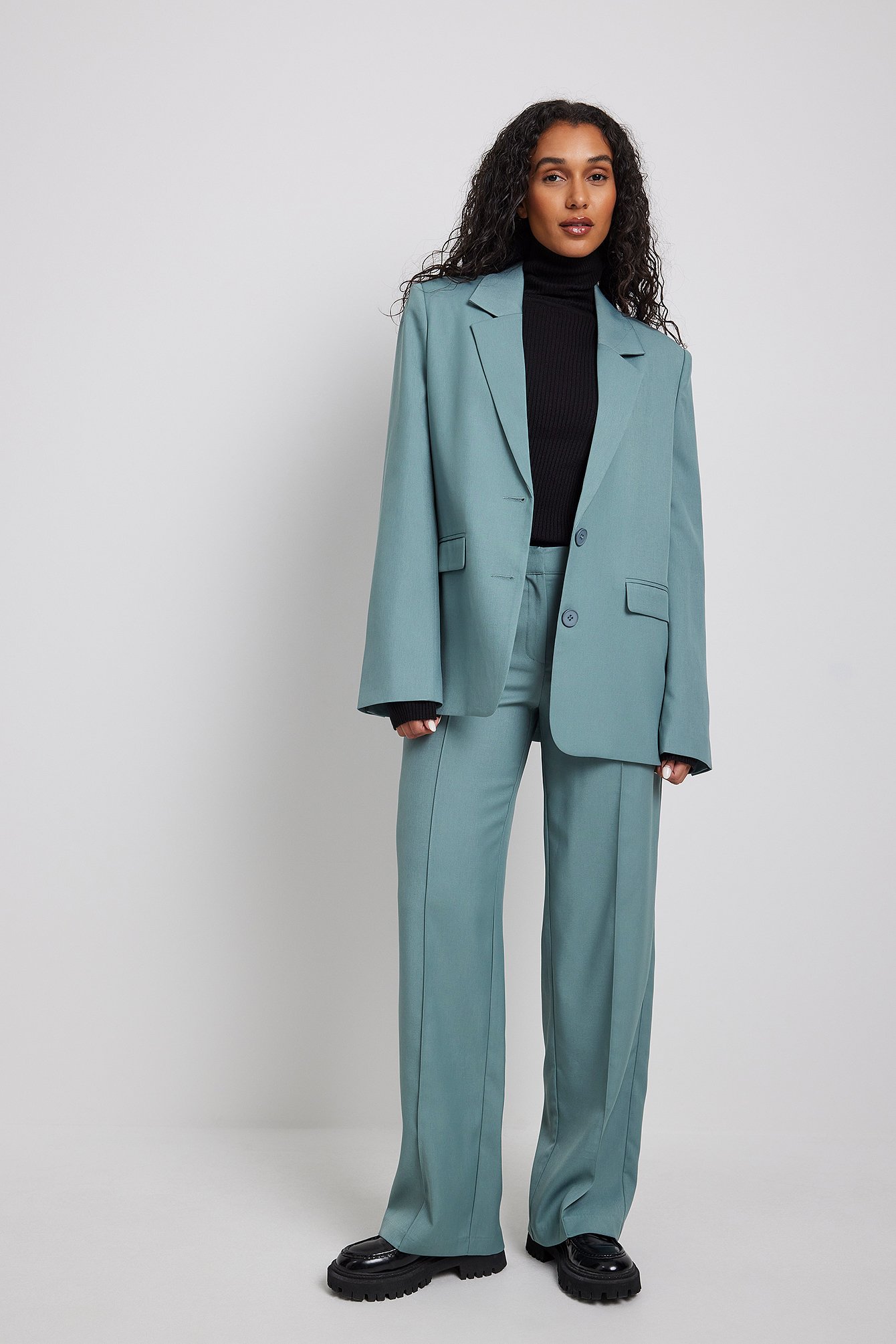 Wide Suit Trousers Blue | NA-KD