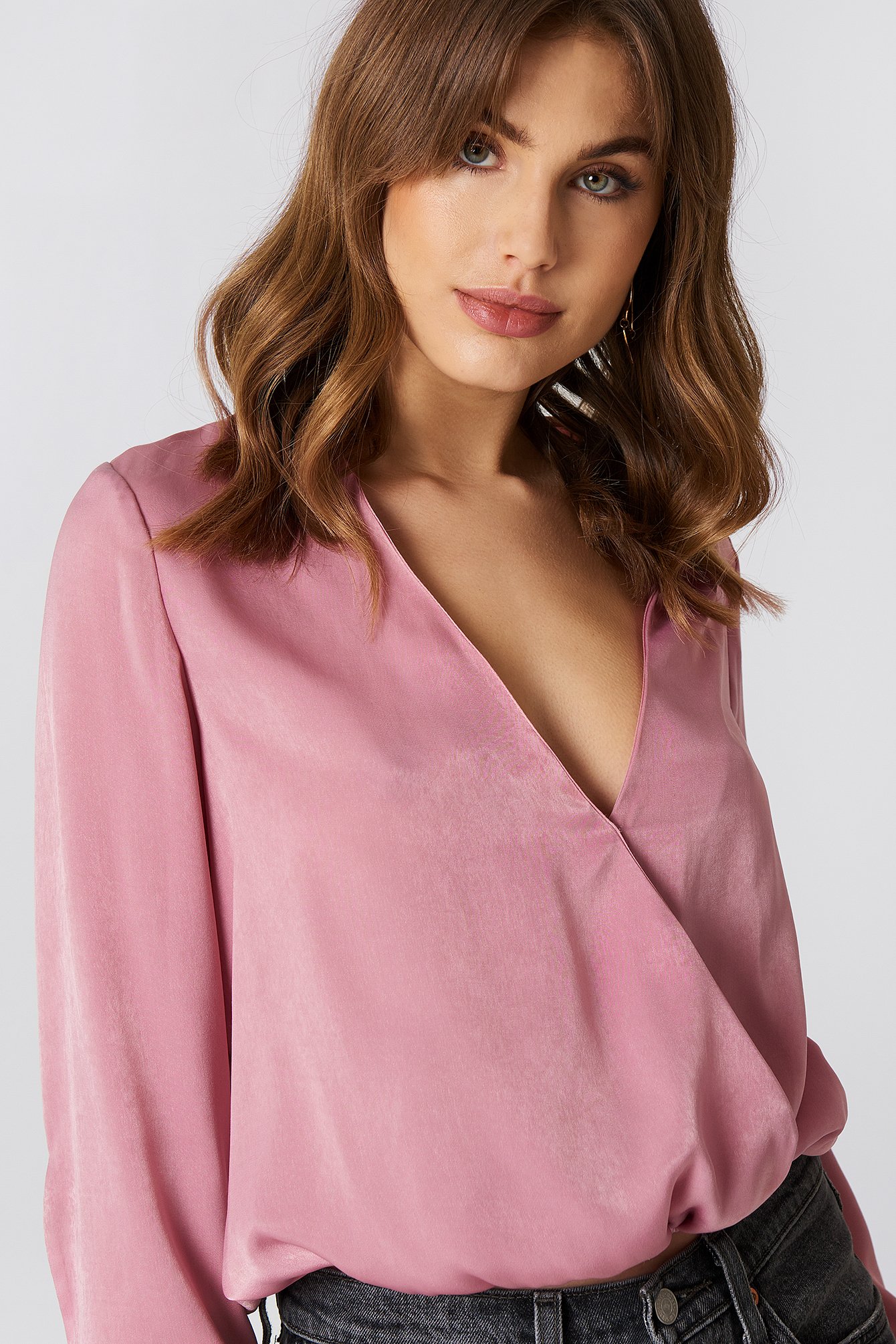 satin wrap tops