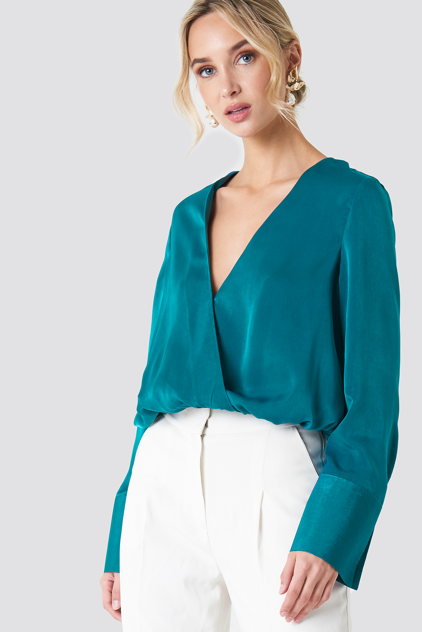 satin wrap top