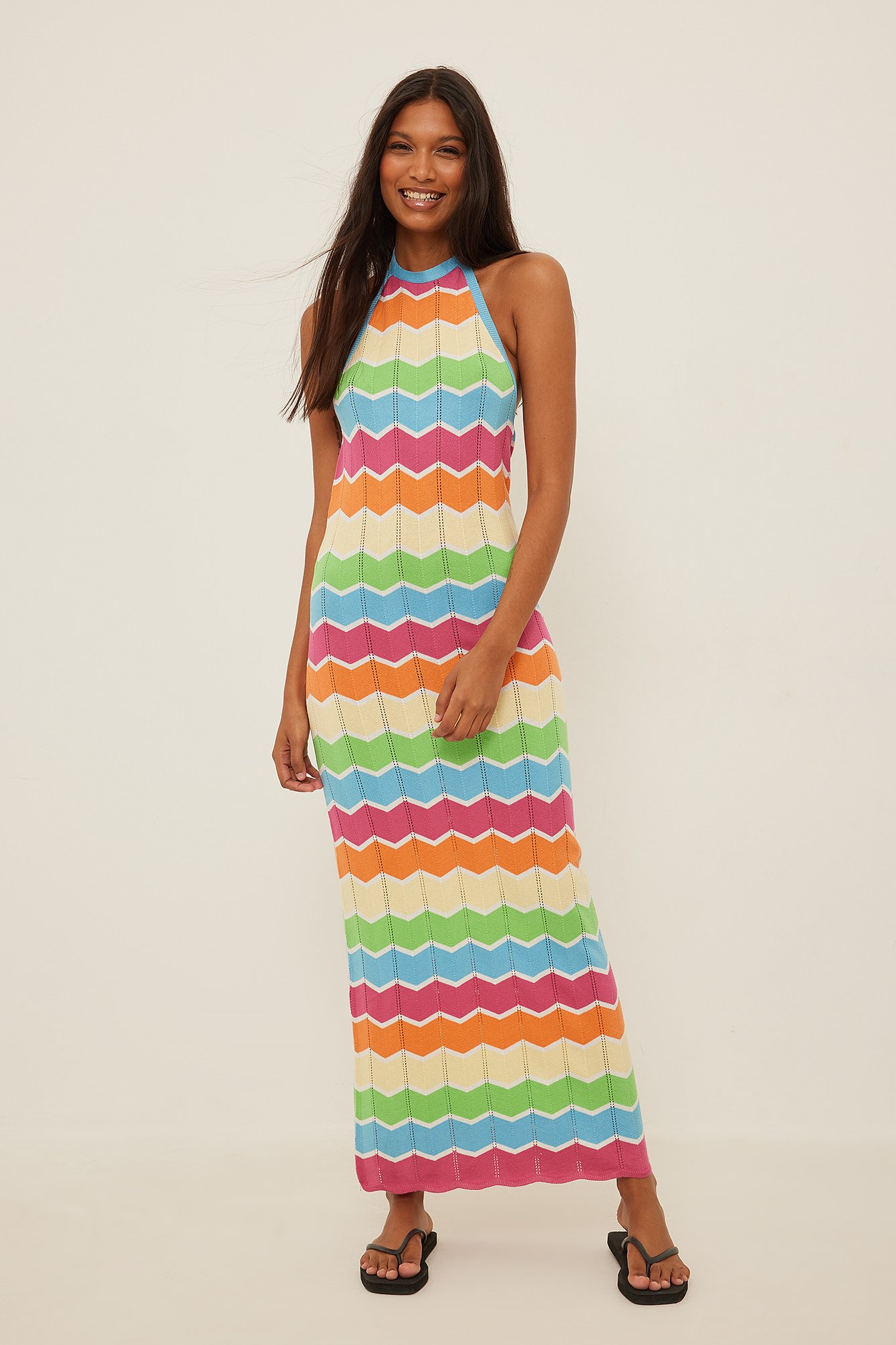 NA-KD Multicolor Two Colored Knitted Maxi Dress