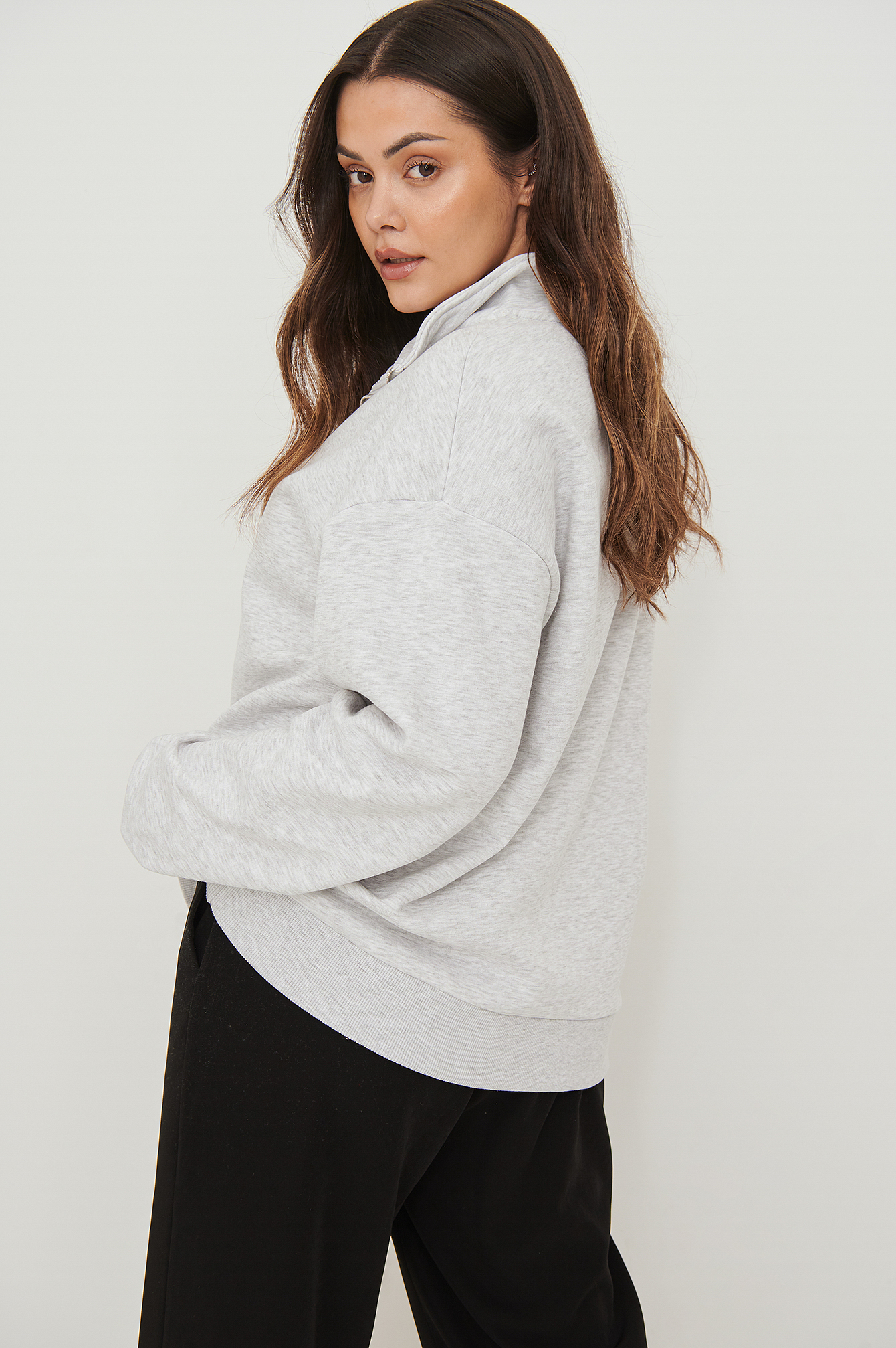 Zip Detail Sweatshirt Grey | NA-KD