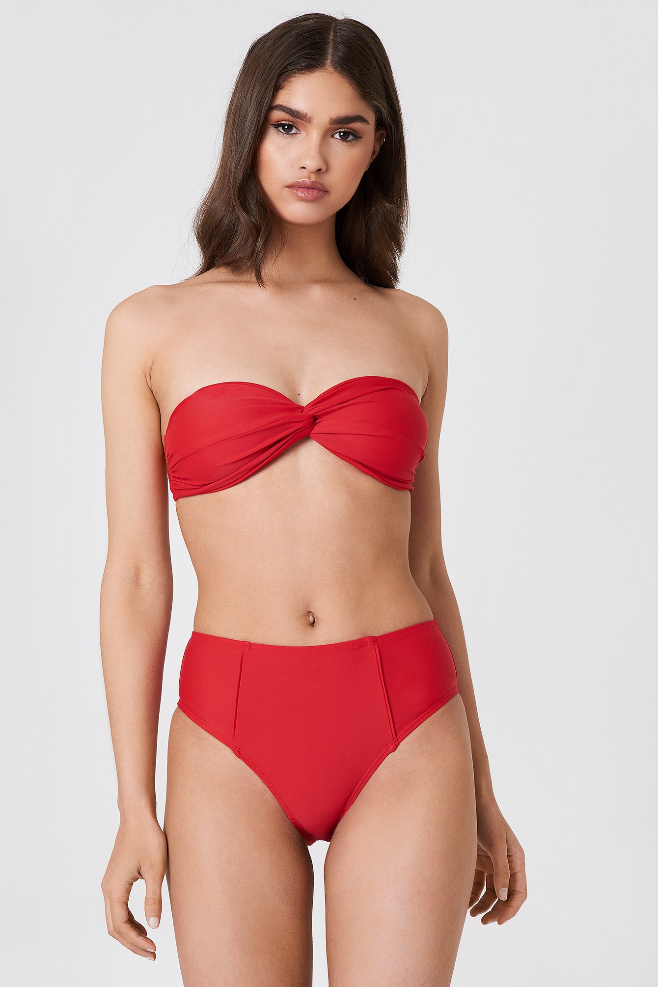 red high waisted swim bottoms