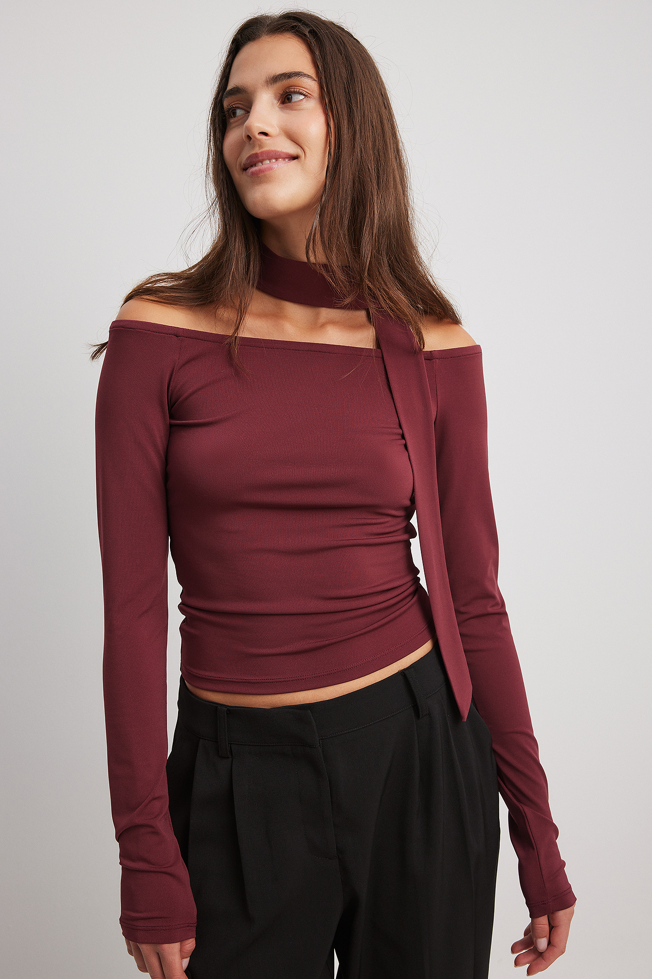 Neck Red NA-KD | Sleeve Detail Long Top