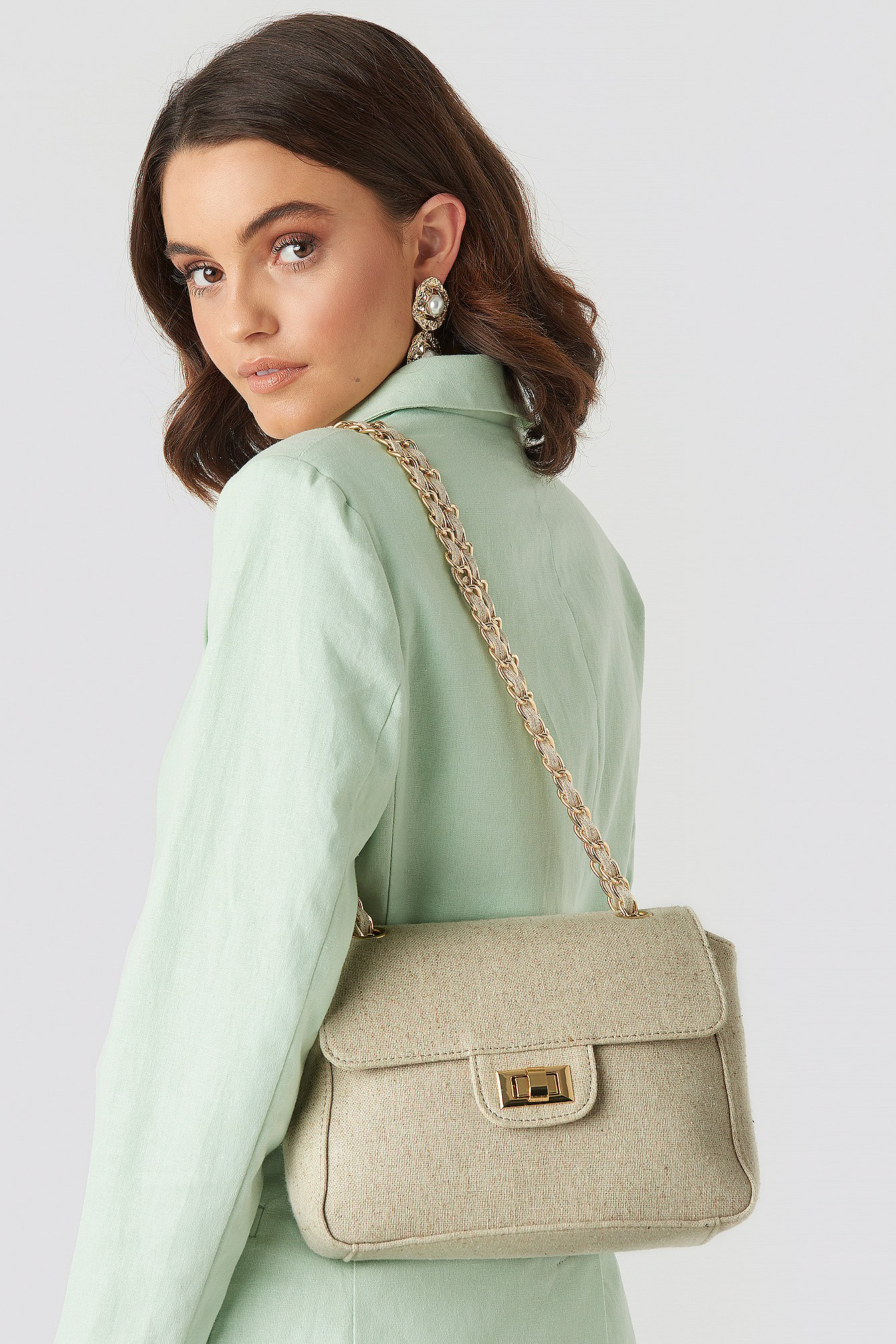 beige chain bag