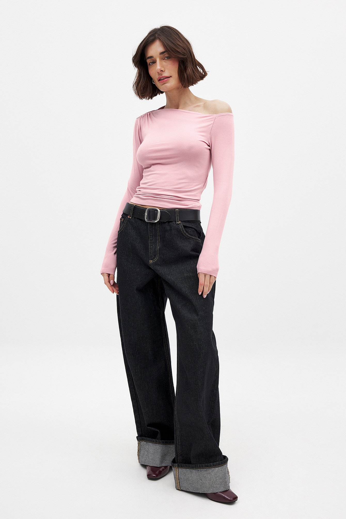 NA-KD Off Shoulder Jersey Top - Tops - Pink - XS (EU 32) - NA-KD / NAKD