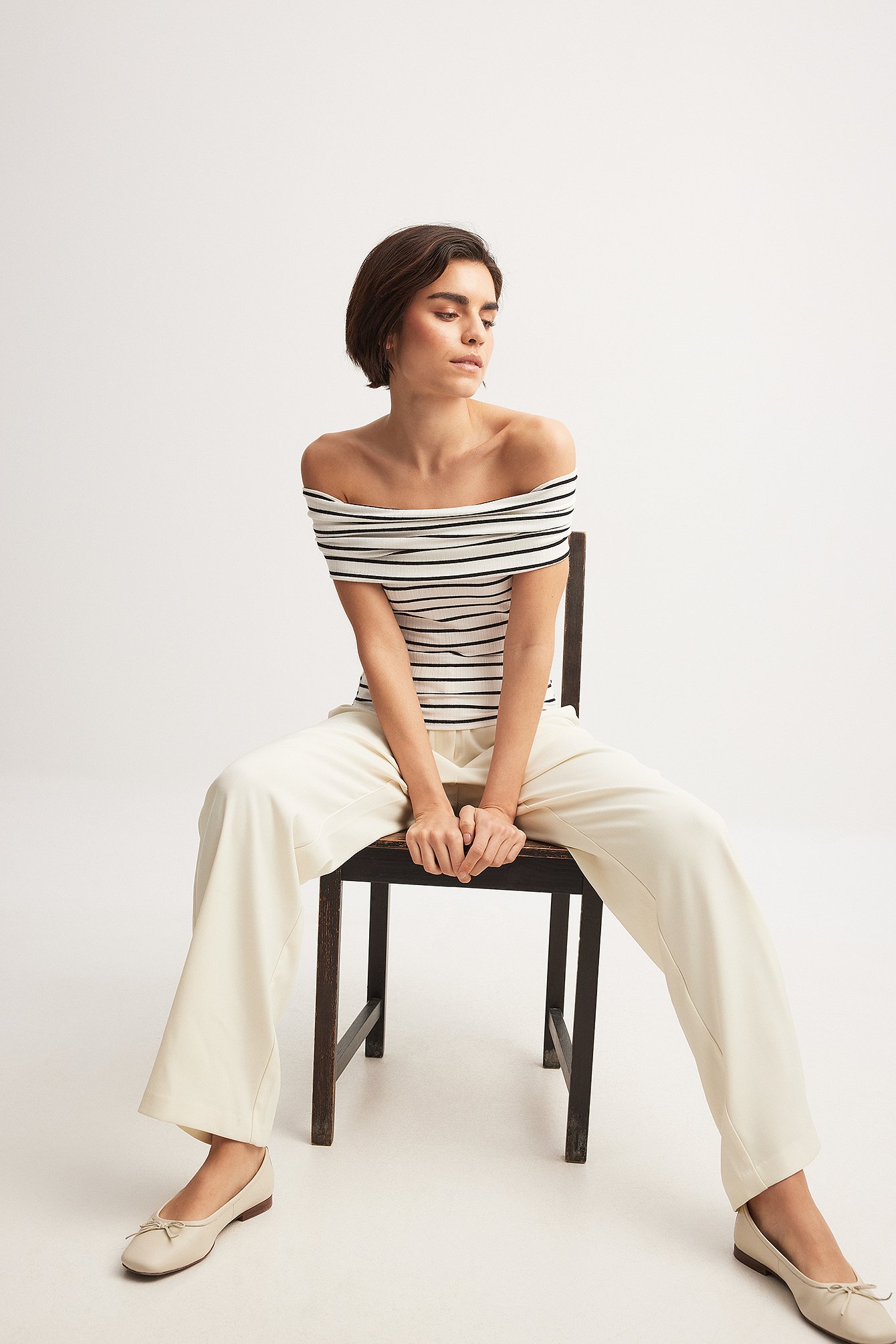 NA-KD Geripptes Off-Shoulder-Top - Stripe