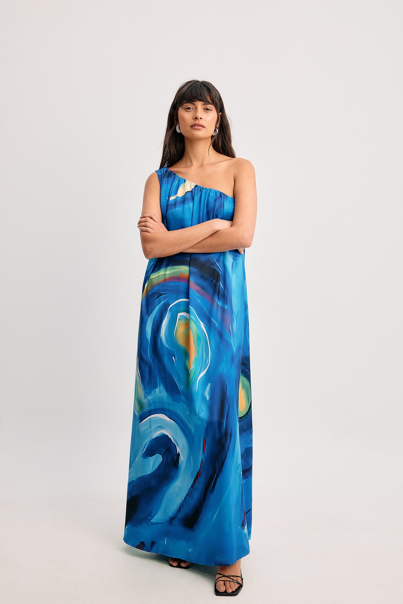 One Shoulder Maxi Dress - Multicolor